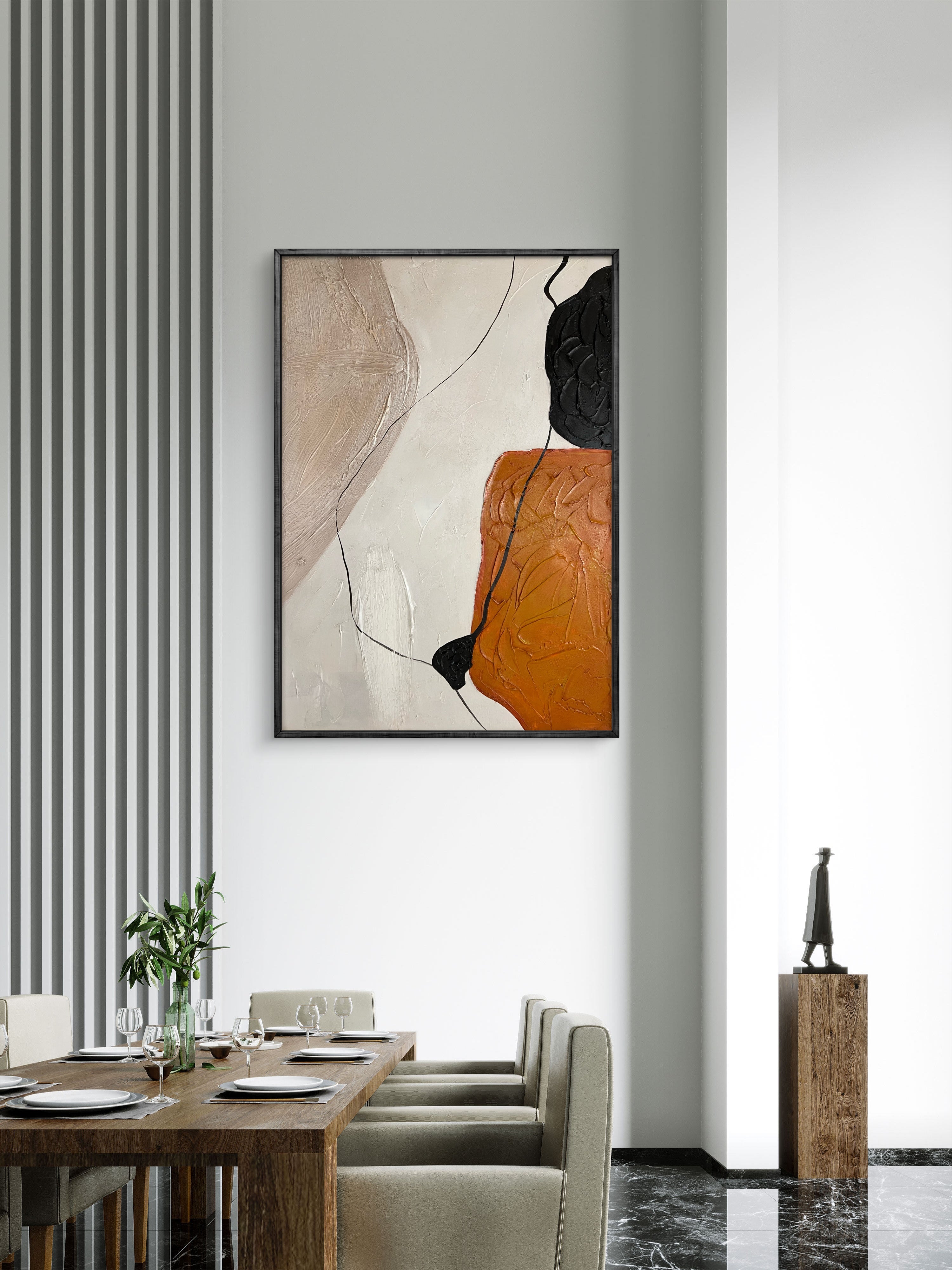 Terracotta Balance Texture / Textured Abstract Canvas Wall Art in Terracotta, Black & Neutral | Modern Home Décor