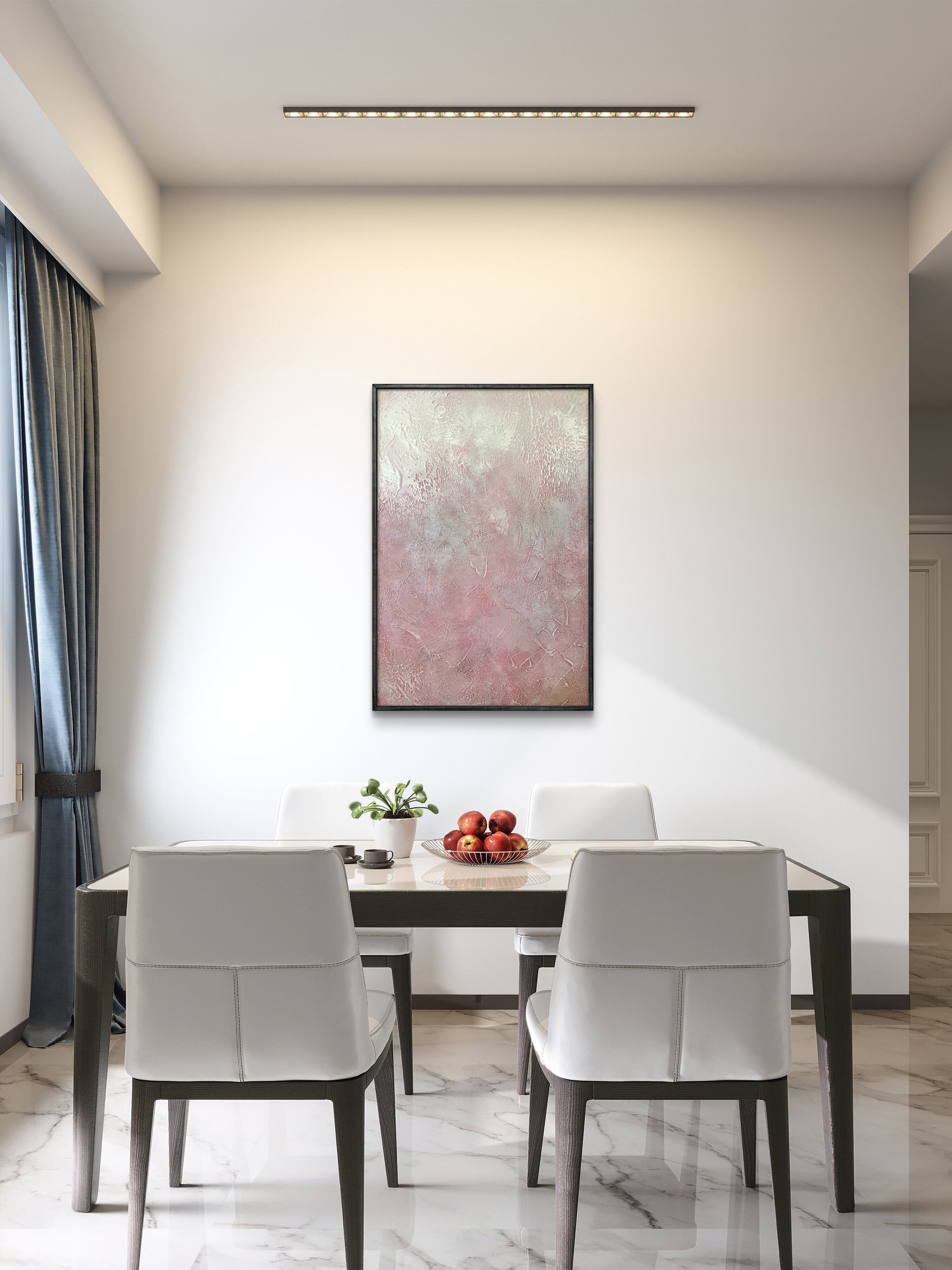 Blush Veil Texture / Textured Abstract Canvas Wall Art in Soft Blush & Neutral Tones | Modern Home Décor