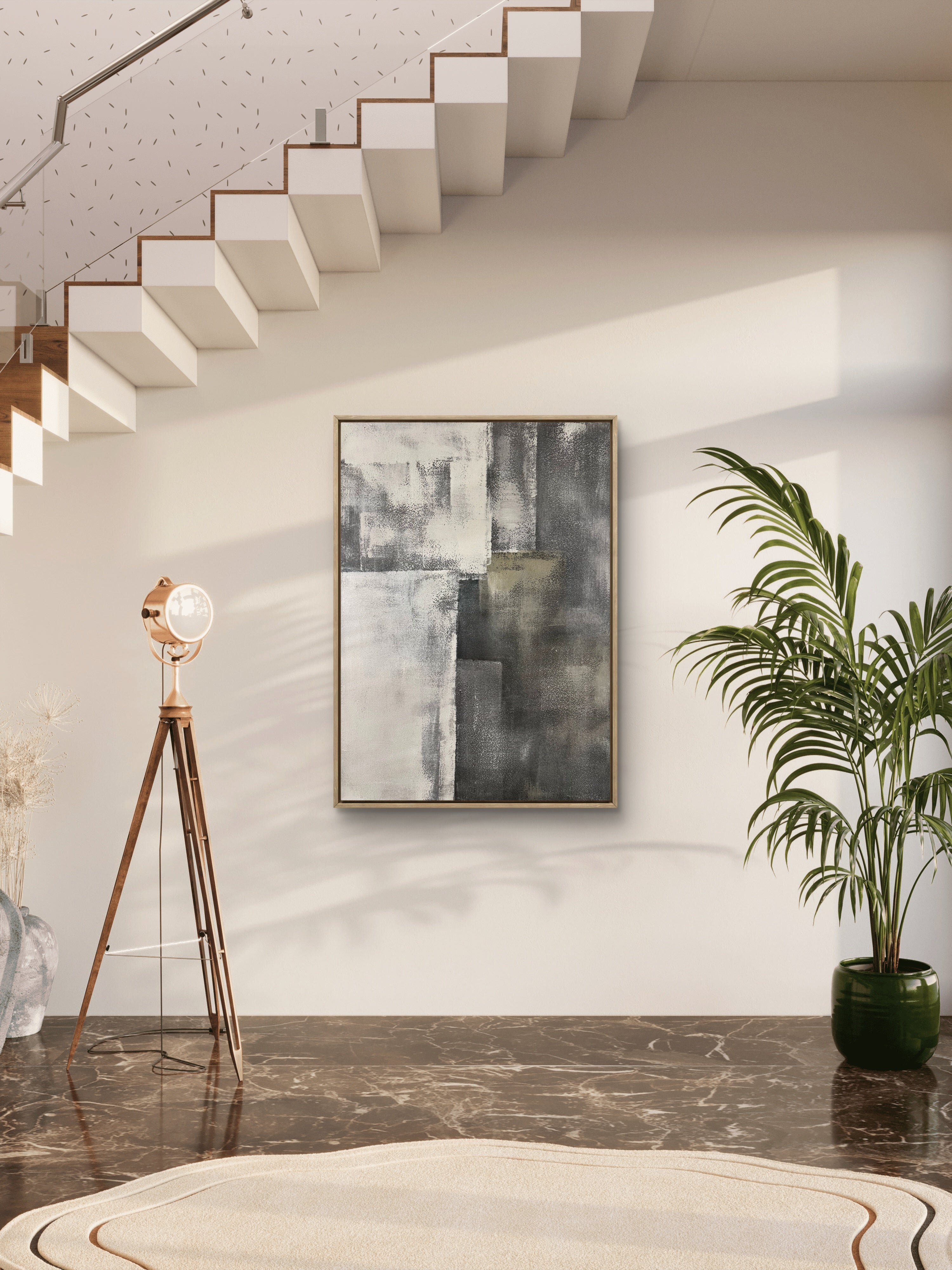 Urban Balance Texture / Textured Abstract Canvas Wall Art in Grey & Neutral Tones | Modern Home Décor