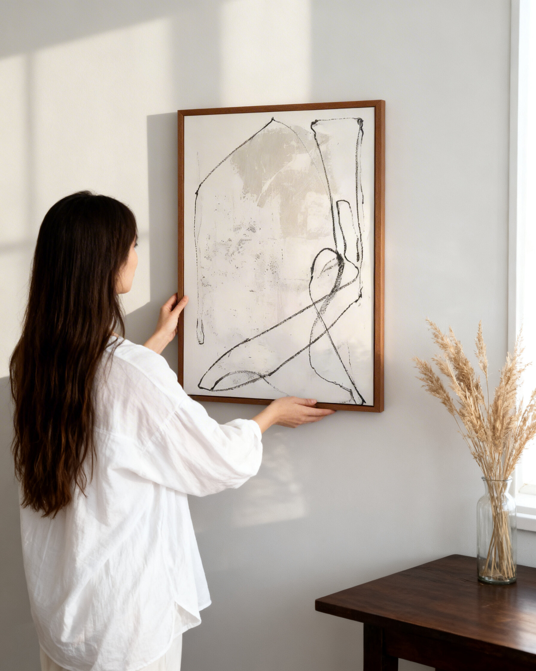 Quiet Line Texture / Minimalist Textured Line Art Canvas Wall Art in Neutral Tones | Modern Home Décor