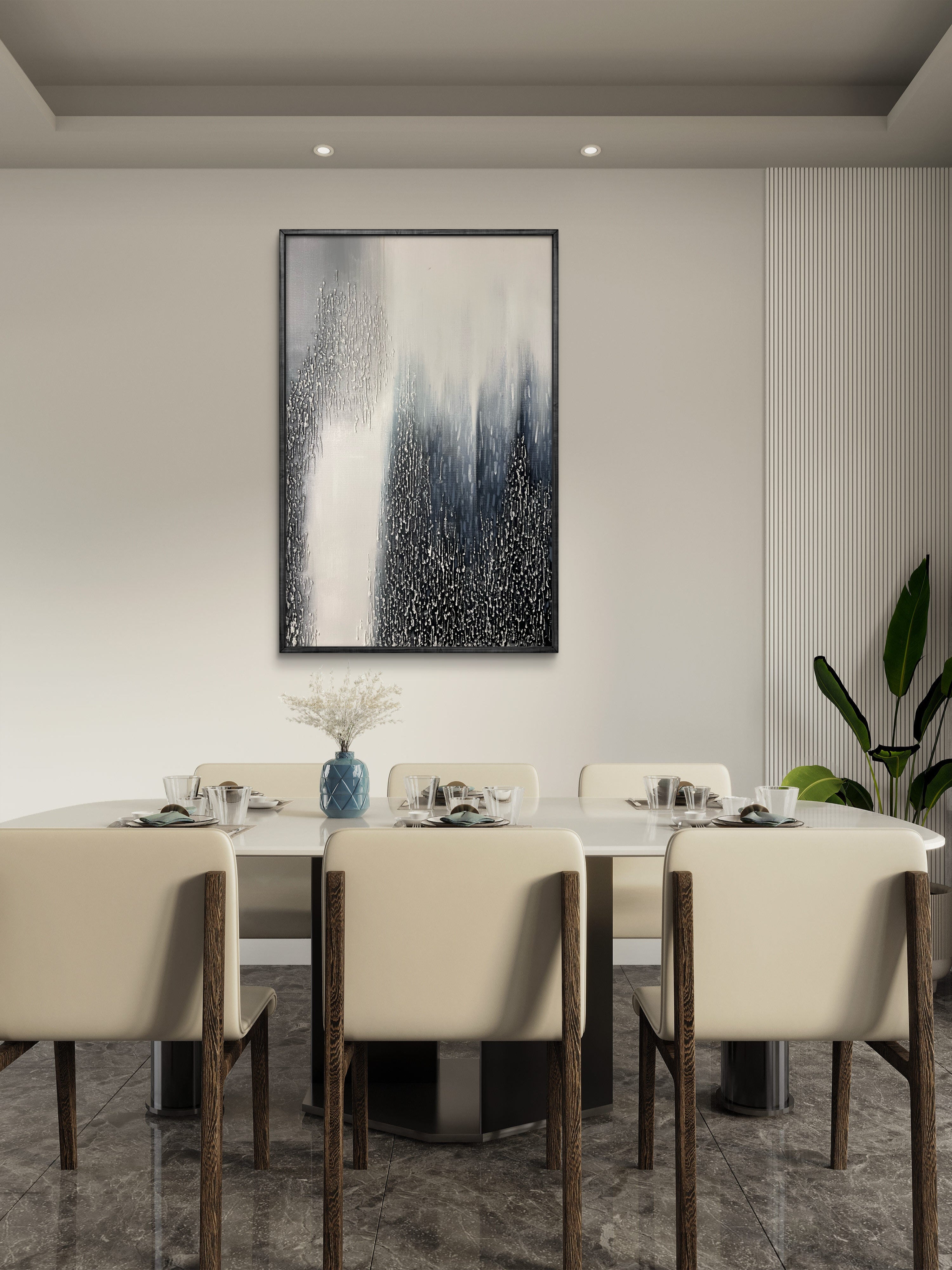 Vertical Drift Texture / Textured Abstract Canvas Wall Art in Black, White & Grey | Modern Home Décor