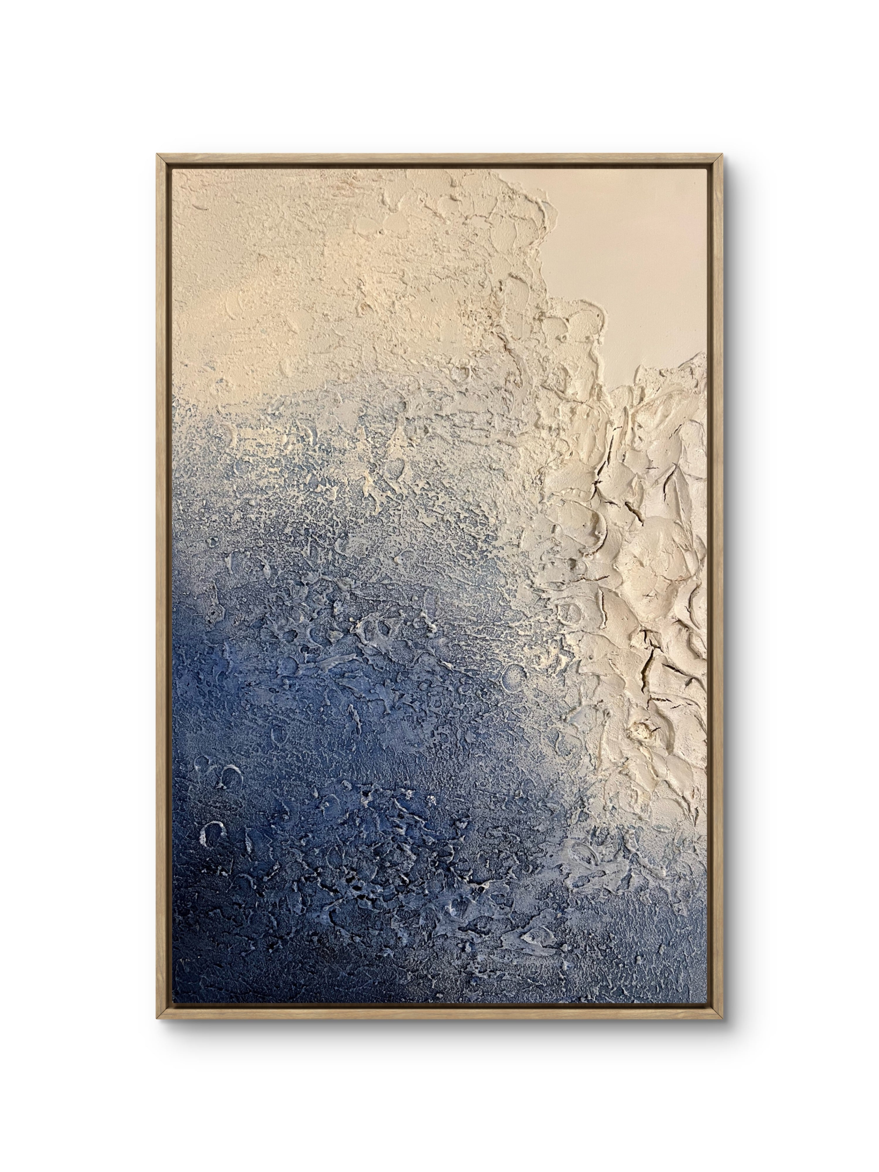 At the Edge of Light / Textured Abstract Canvas Wall Art in Soft Blue & Neutral Tones | Modern Home Décor