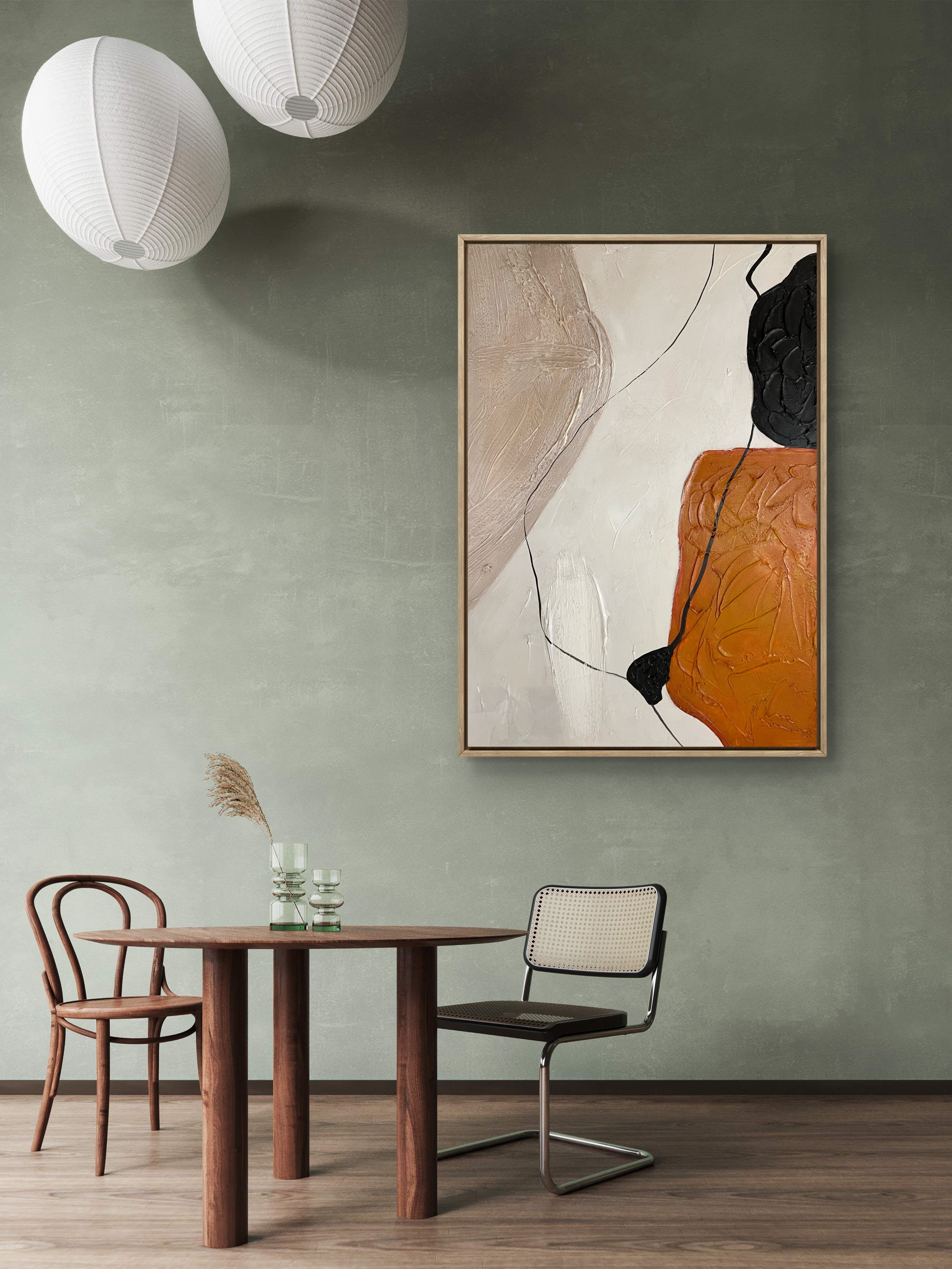 Terracotta Balance Texture / Textured Abstract Canvas Wall Art in Terracotta, Black & Neutral | Modern Home Décor