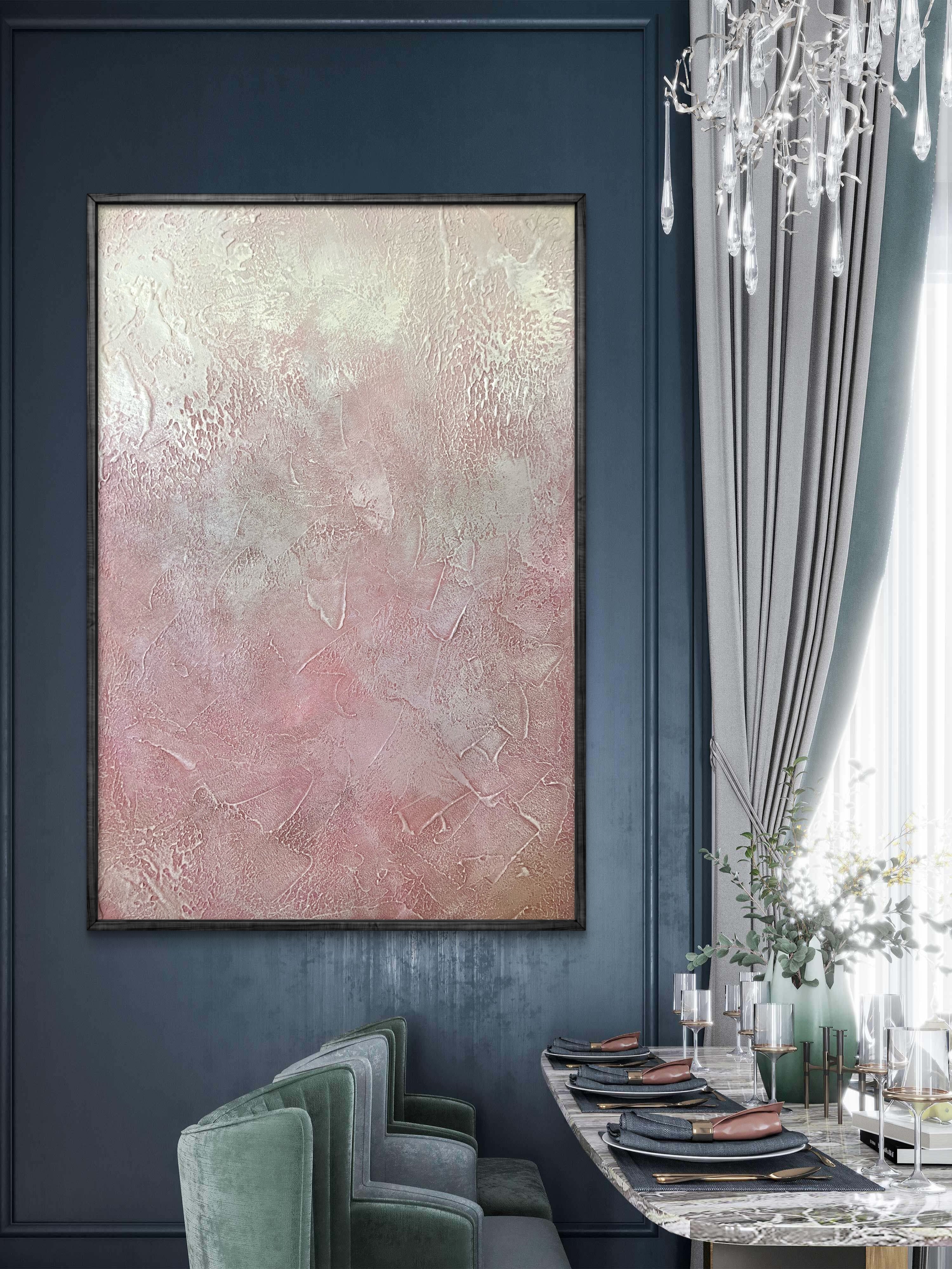 Blush Veil Texture / Textured Abstract Canvas Wall Art in Soft Blush & Neutral Tones | Modern Home Décor