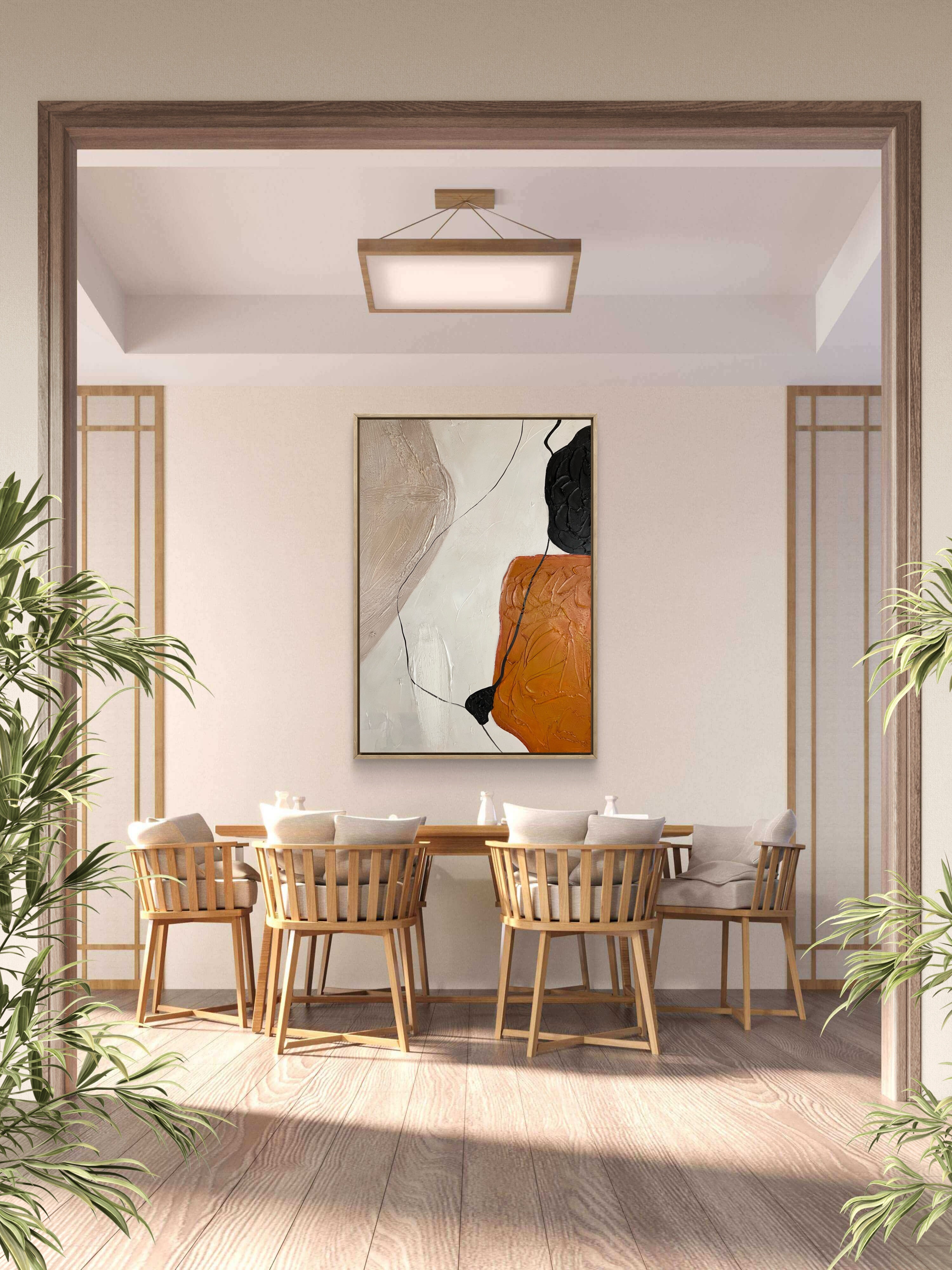 Terracotta Balance Texture / Textured Abstract Canvas Wall Art in Terracotta, Black & Neutral | Modern Home Décor