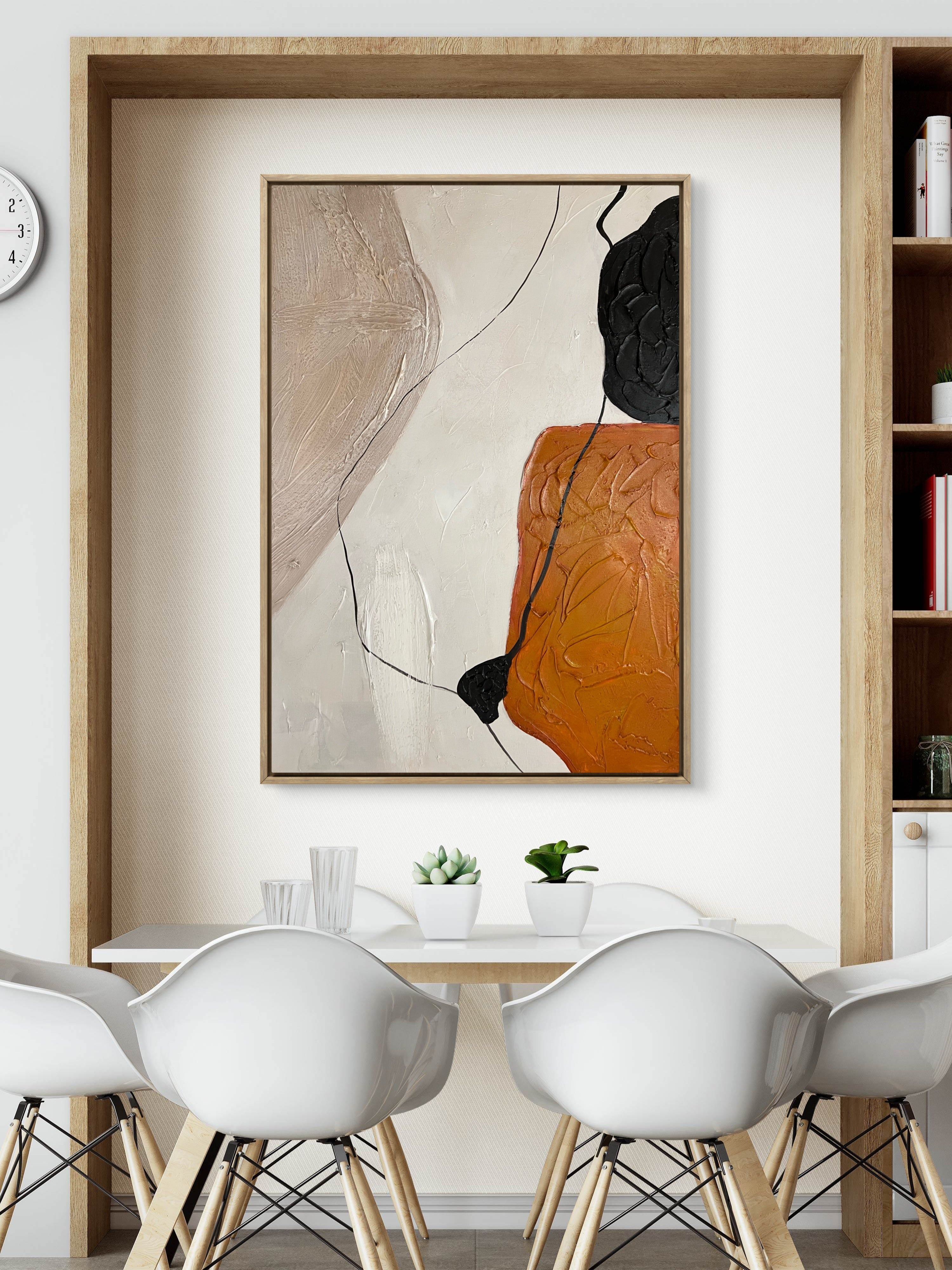 Terracotta Balance Texture / Textured Abstract Canvas Wall Art in Terracotta, Black & Neutral | Modern Home Décor