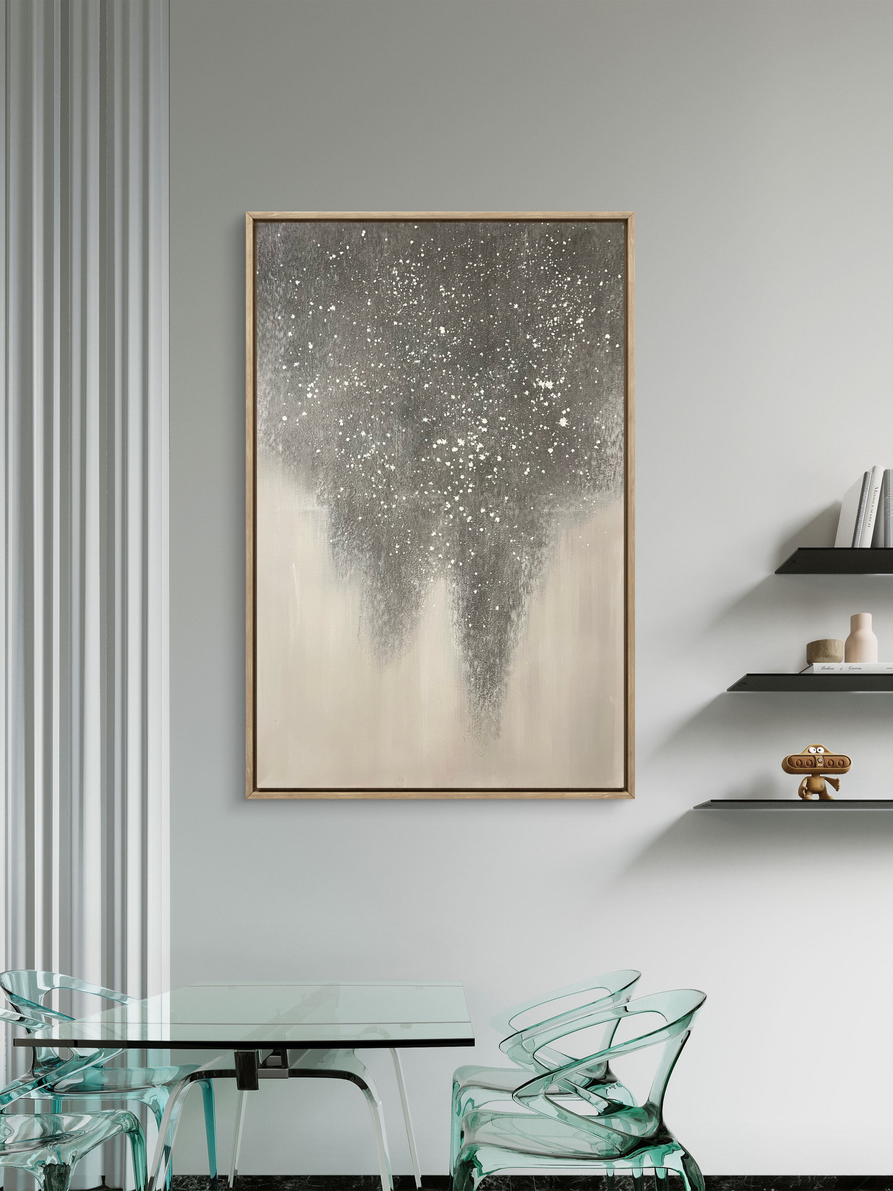 Falling Mist Texture / Textured Abstract Canvas Wall Art in Grey & Ivory | Modern Home Décor