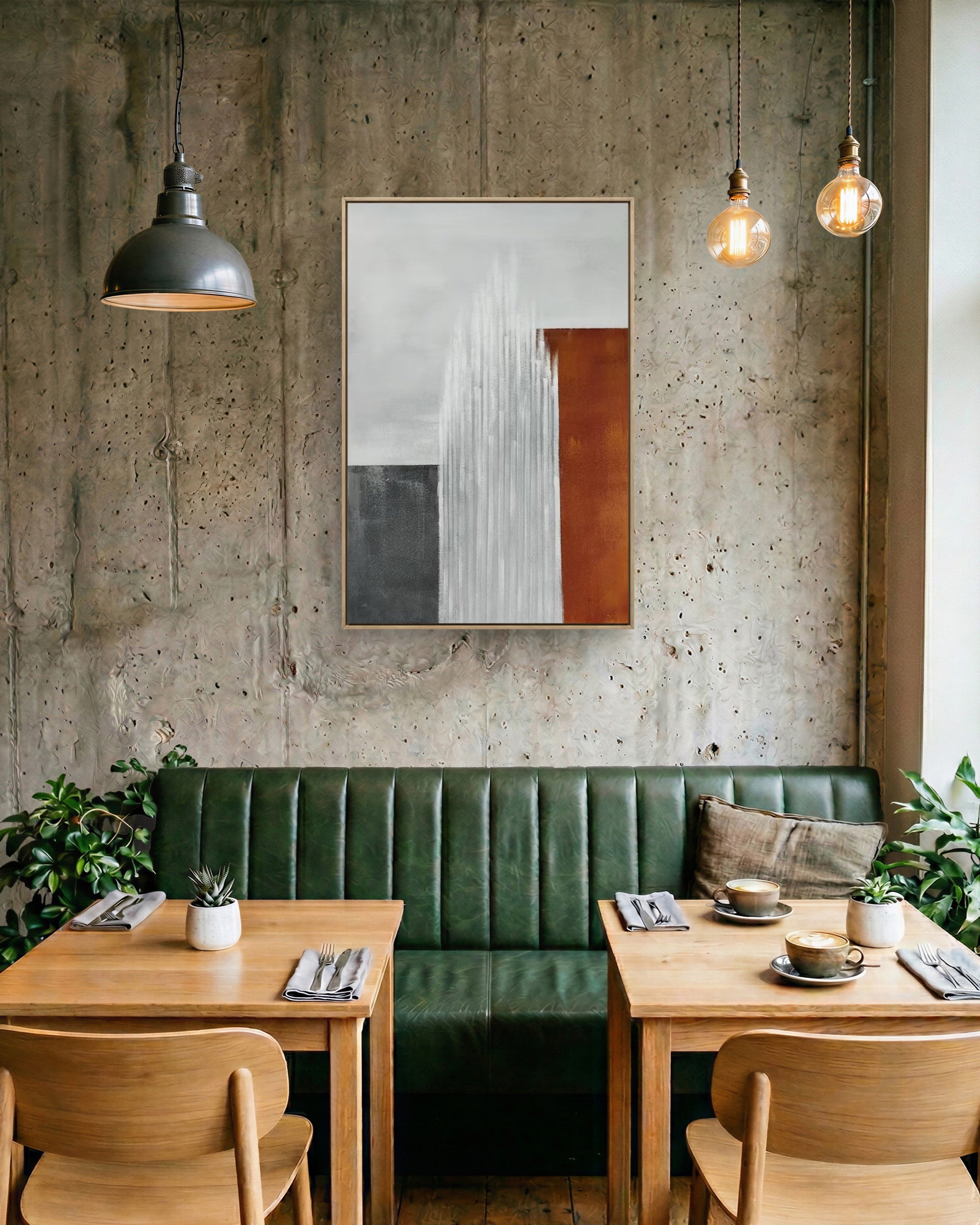 Vertical Ember Texture / Textured Abstract Canvas Wall Art in Rust, White & Grey | Modern Home Décor