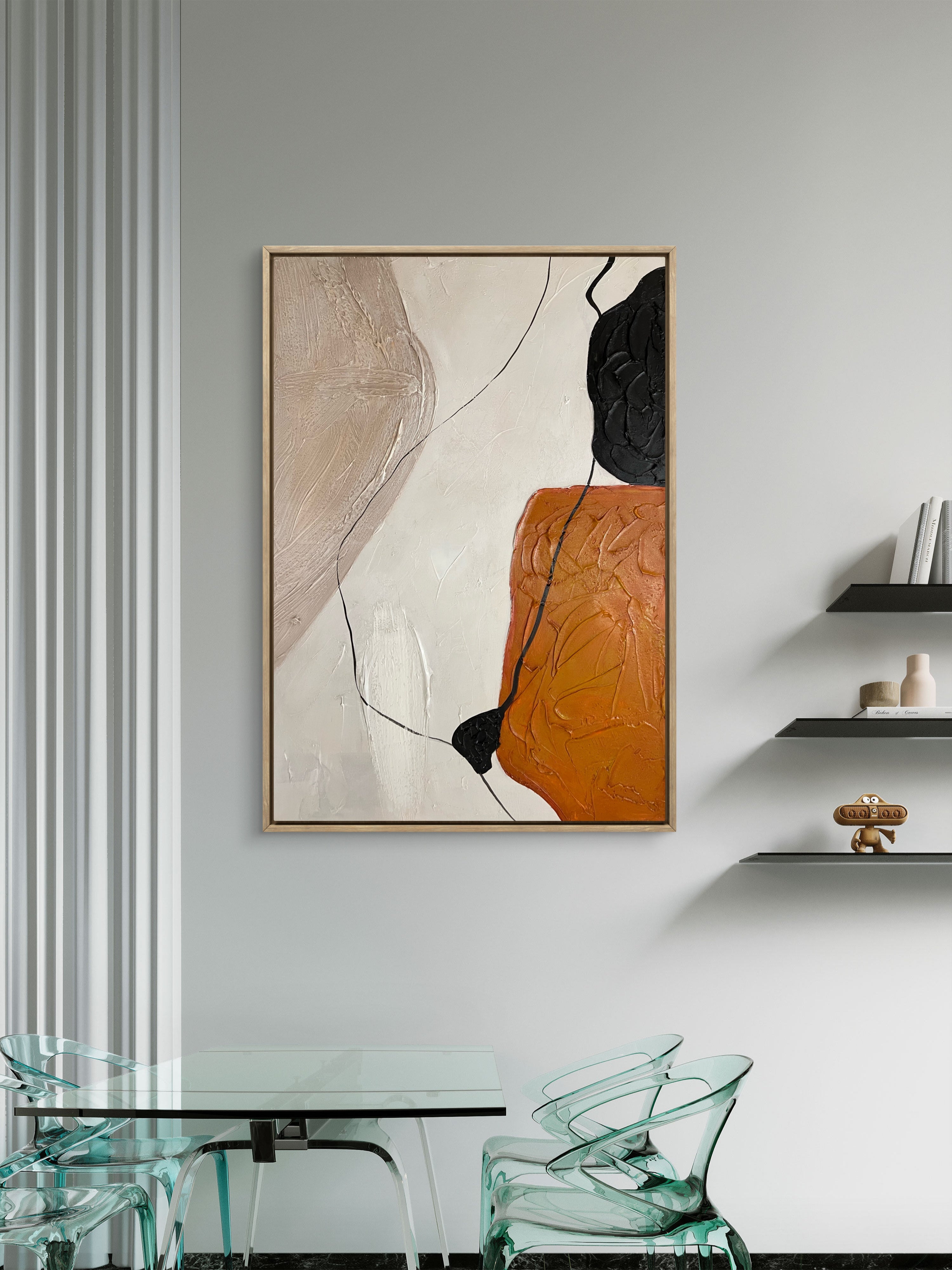 Terracotta Balance Texture / Textured Abstract Canvas Wall Art in Terracotta, Black & Neutral | Modern Home Décor