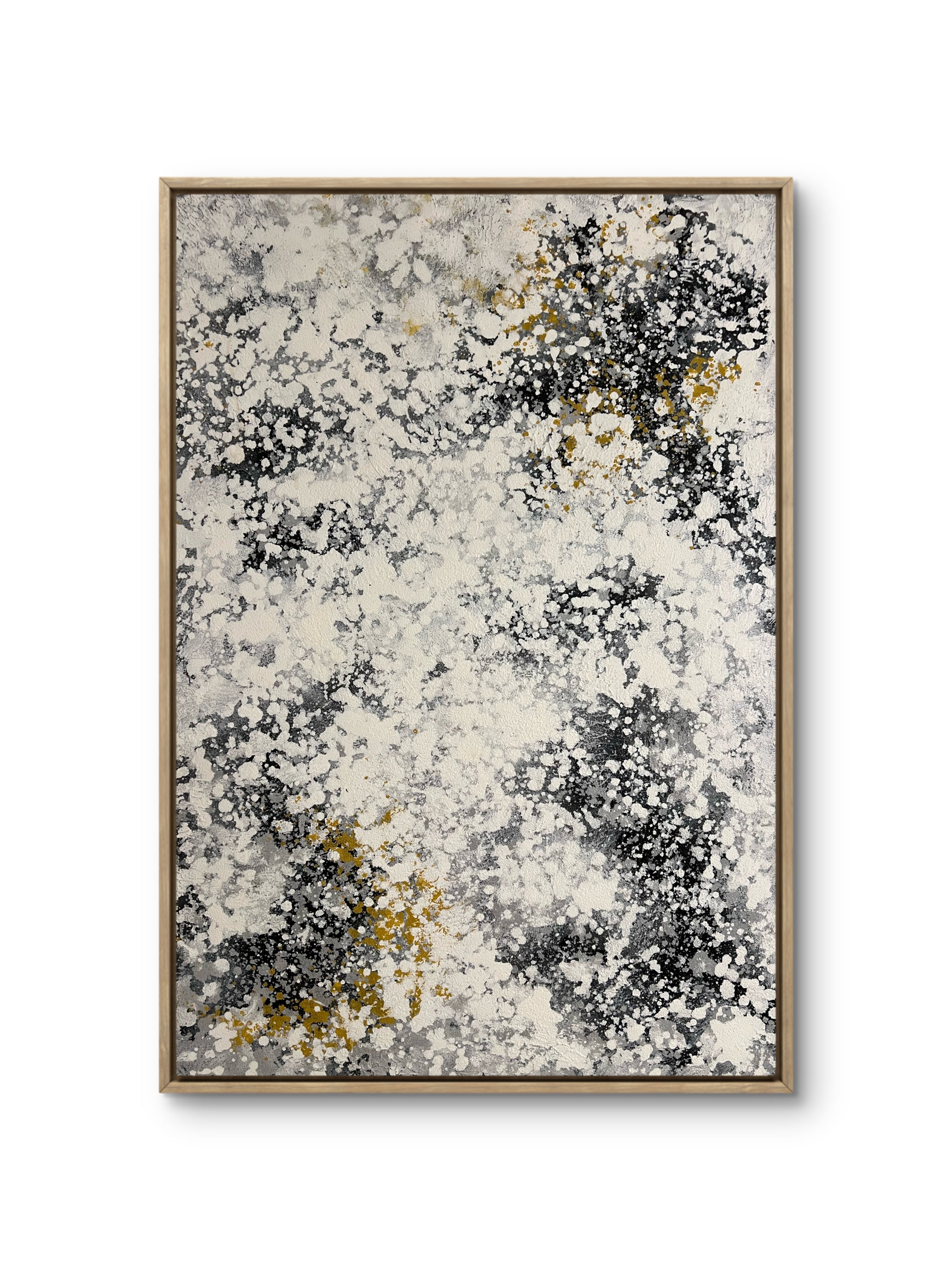 Ivory Mist Texture / Textured Abstract Canvas Wall Art in Ivory, Black & Gold | Modern Home Décor