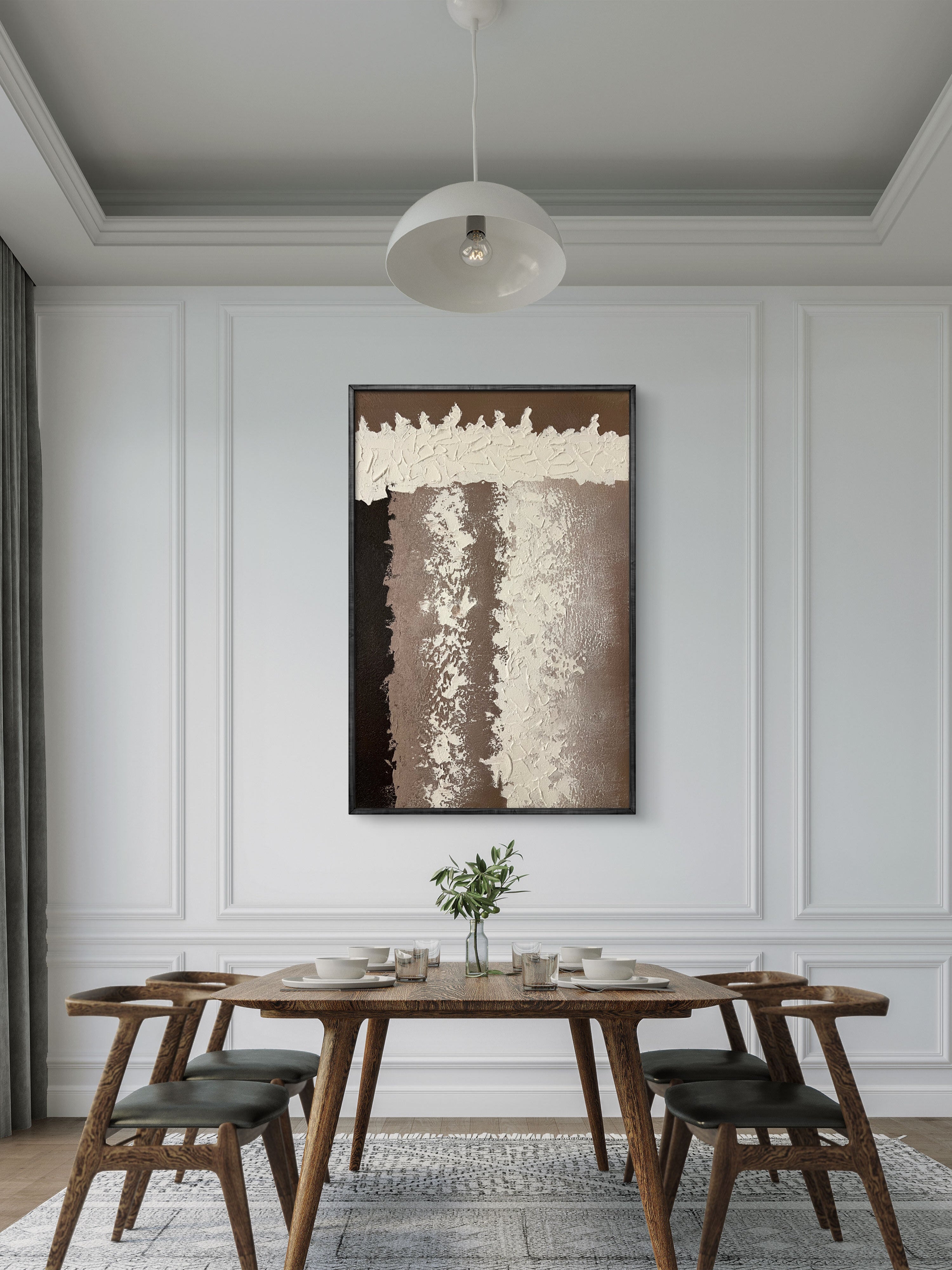 Earth Column Texture / Textured Abstract Canvas Wall Art in Neutral Beige & Brown | Modern Home Décor