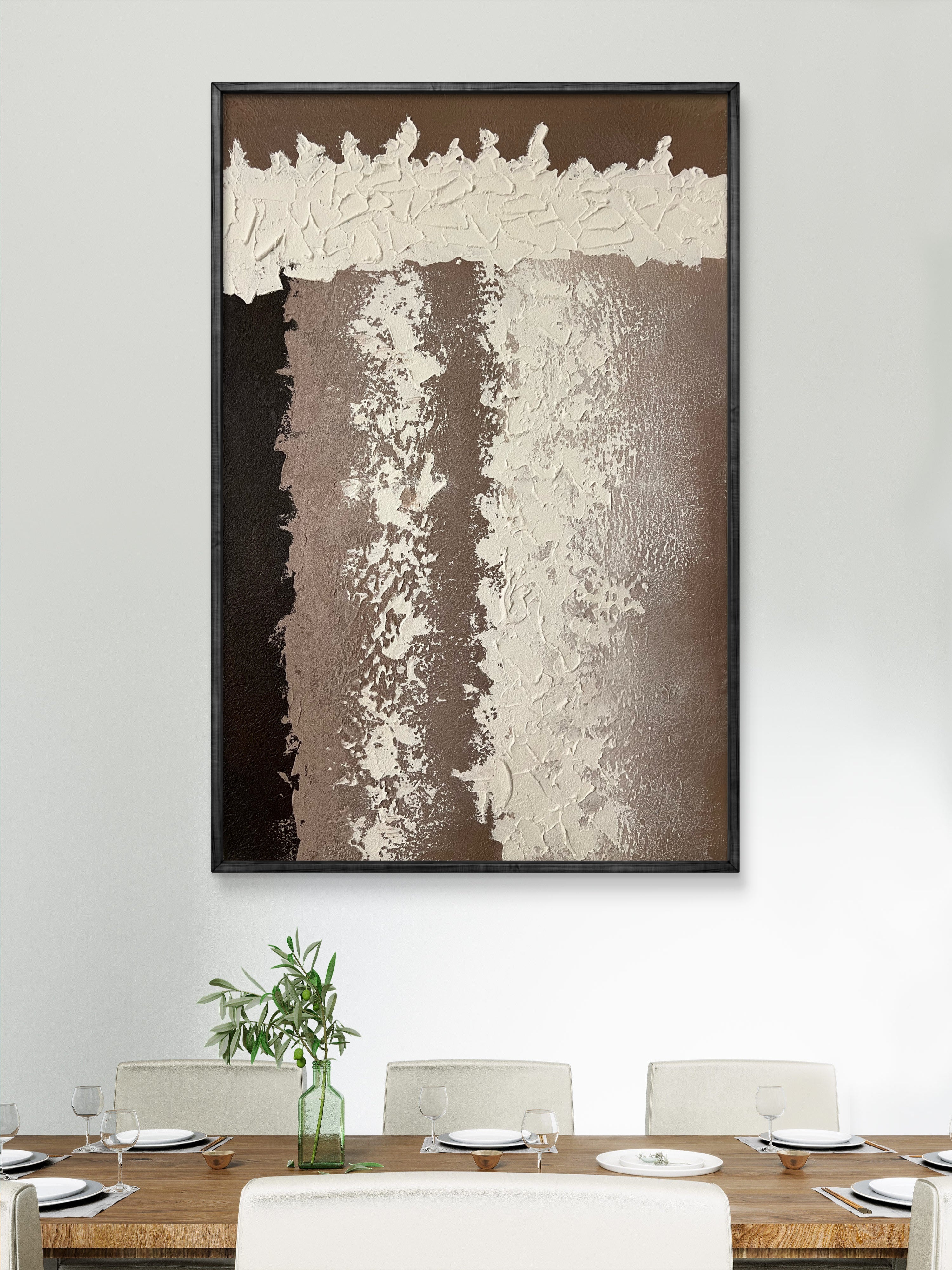 Earth Column Texture / Textured Abstract Canvas Wall Art in Neutral Beige & Brown | Modern Home Décor