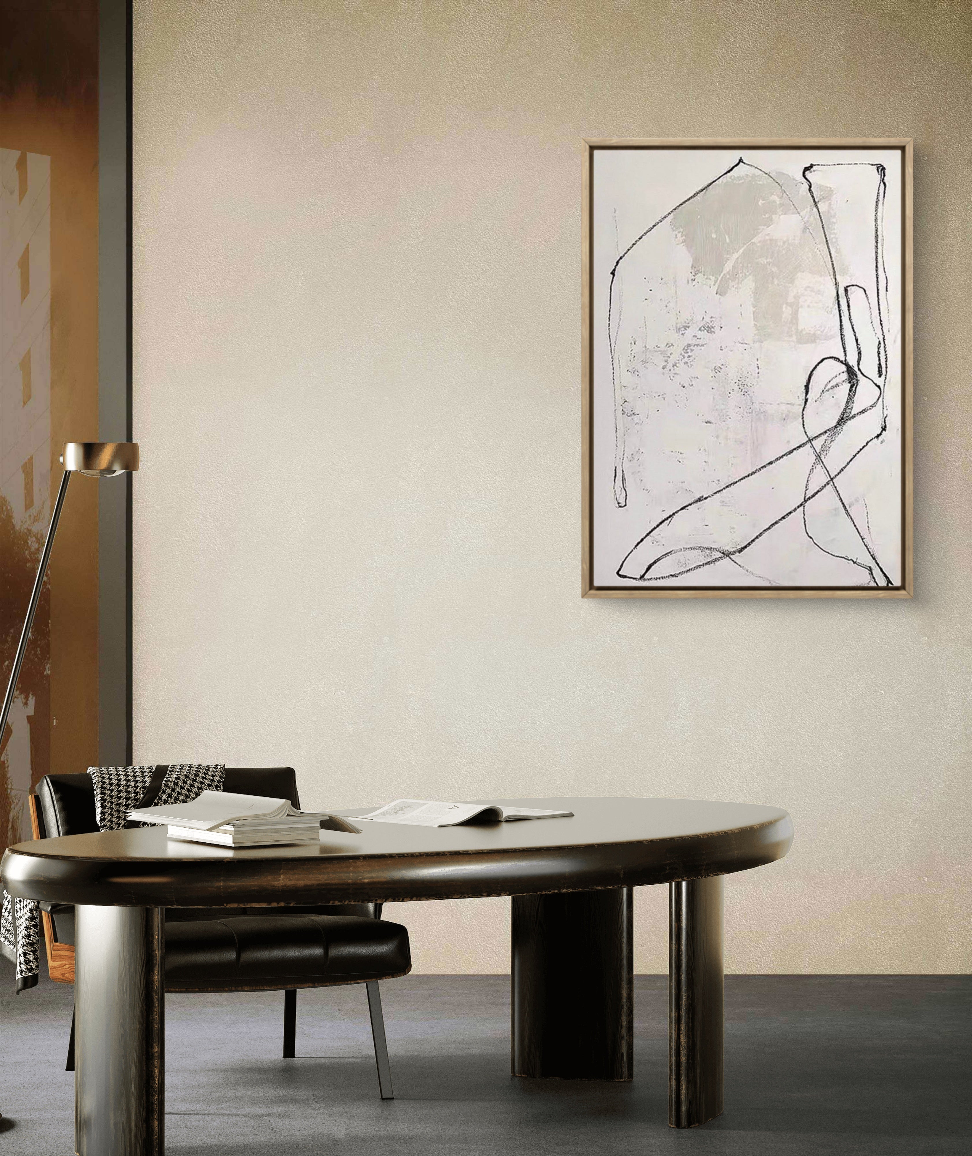 Quiet Line Texture / Minimalist Textured Line Art Canvas Wall Art in Neutral Tones | Modern Home Décor