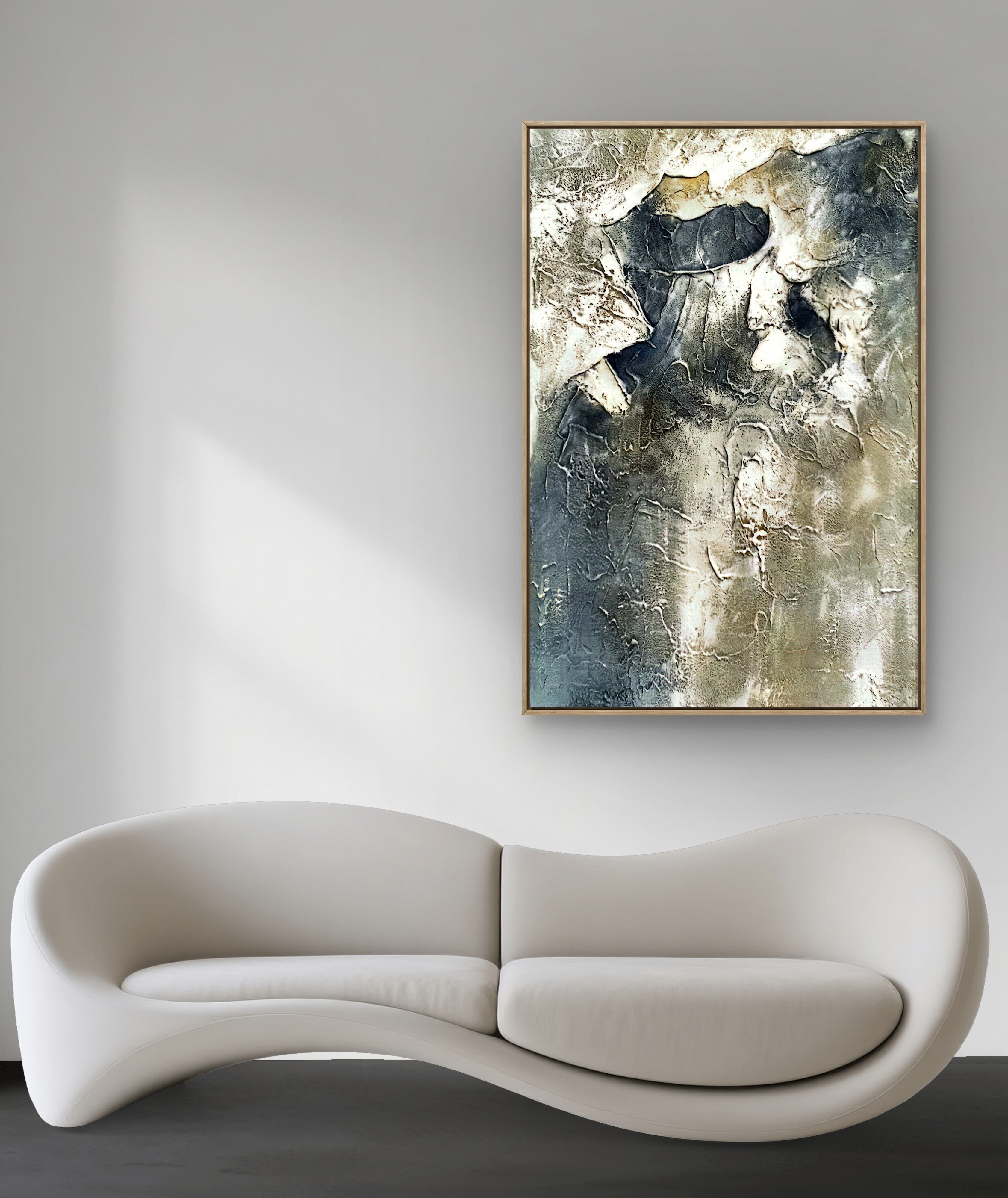 Stone Flow Texture / Textured Abstract Canvas Wall Art in Grey & Stone Tones | Modern Home Décor