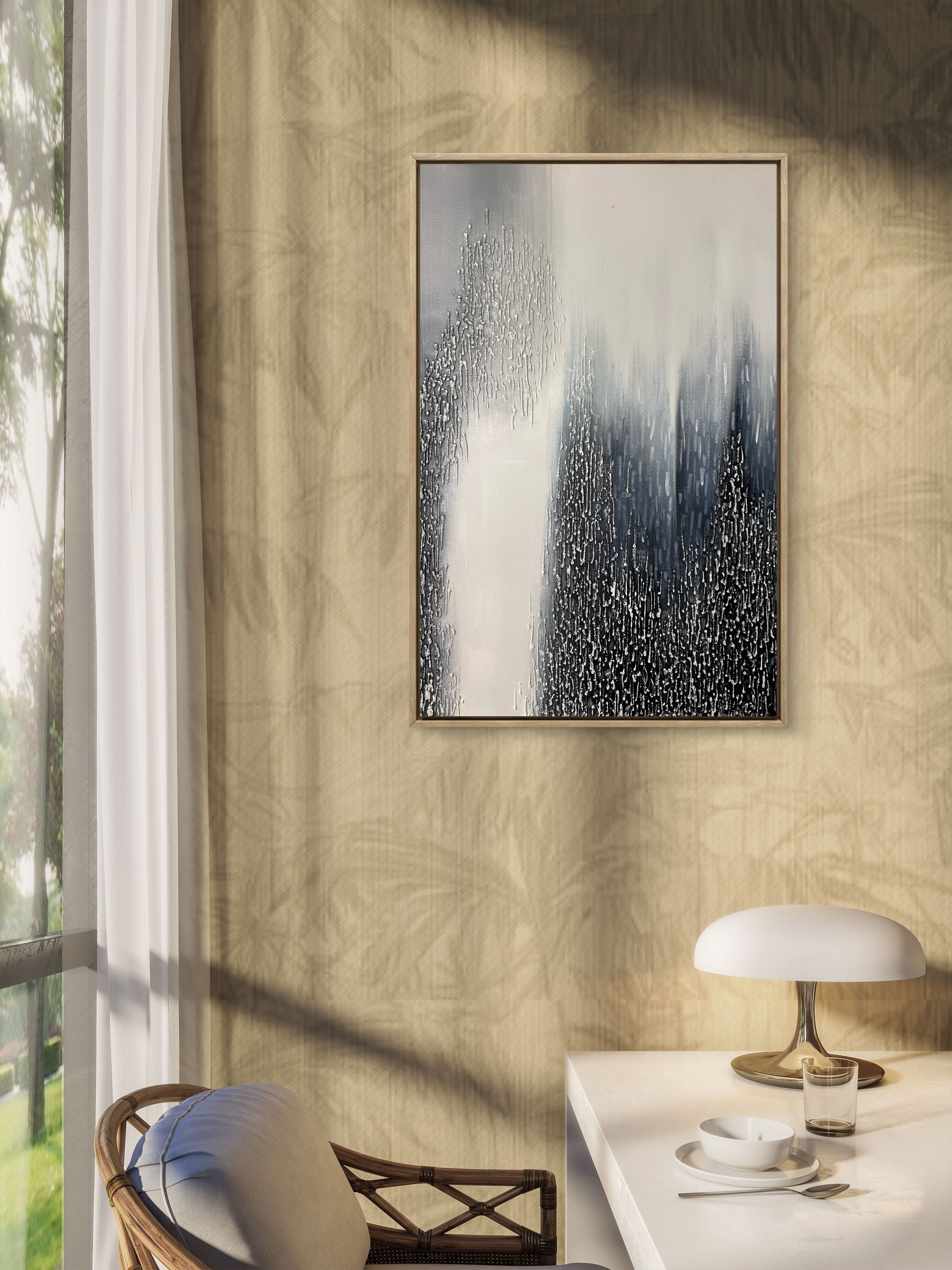 Vertical Drift Texture / Textured Abstract Canvas Wall Art in Black, White & Grey | Modern Home Décor