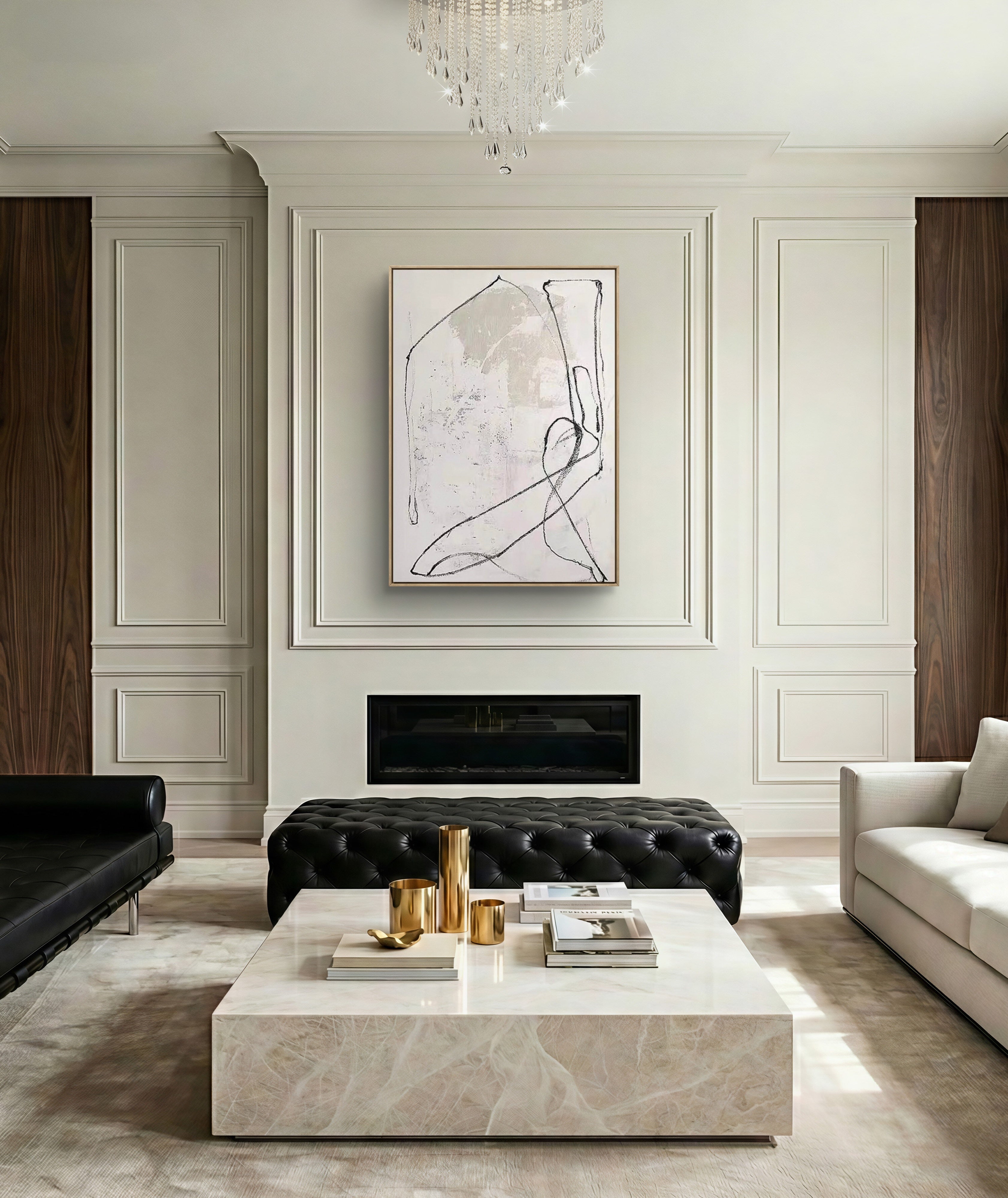 Quiet Line Texture / Minimalist Textured Line Art Canvas Wall Art in Neutral Tones | Modern Home Décor