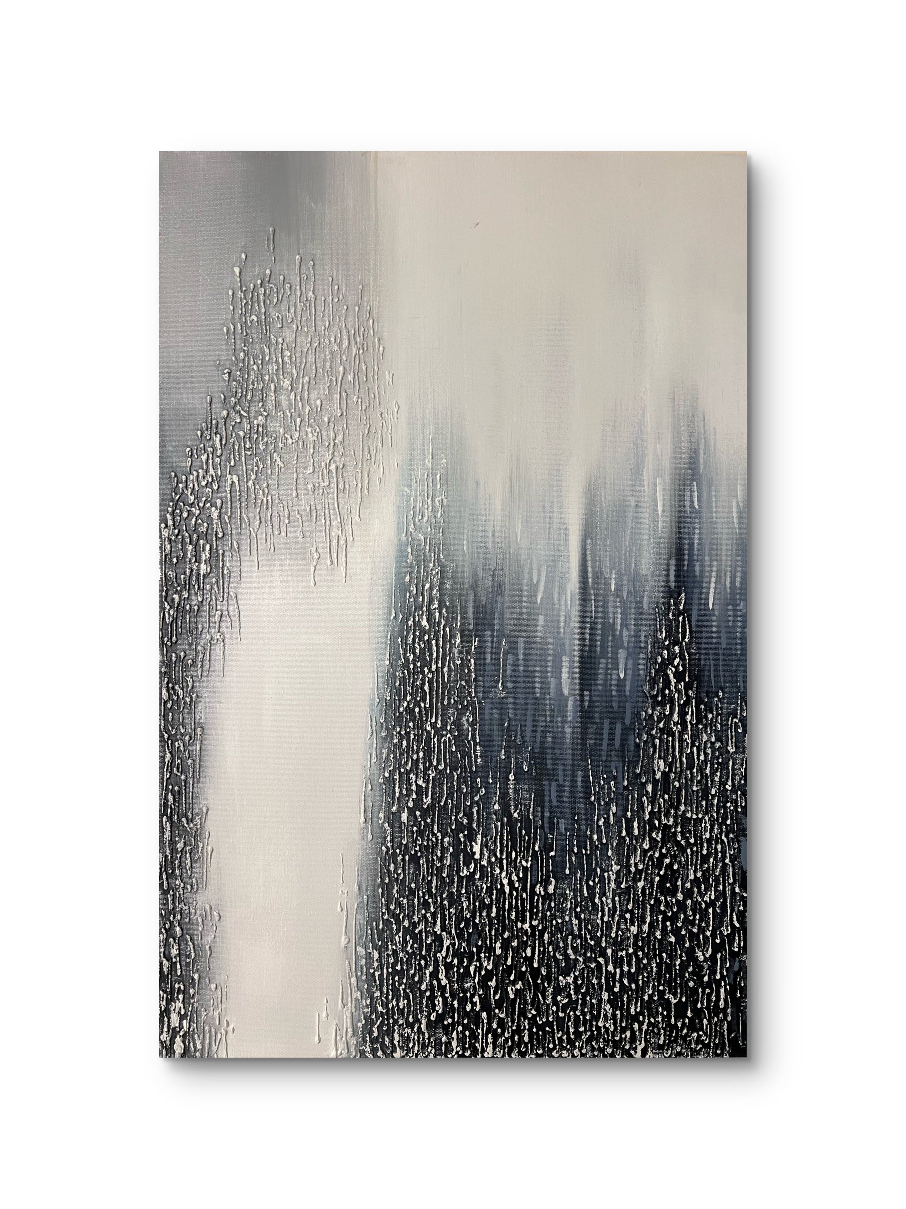Vertical Drift Texture / Textured Abstract Canvas Wall Art in Black, White & Grey | Modern Home Décor