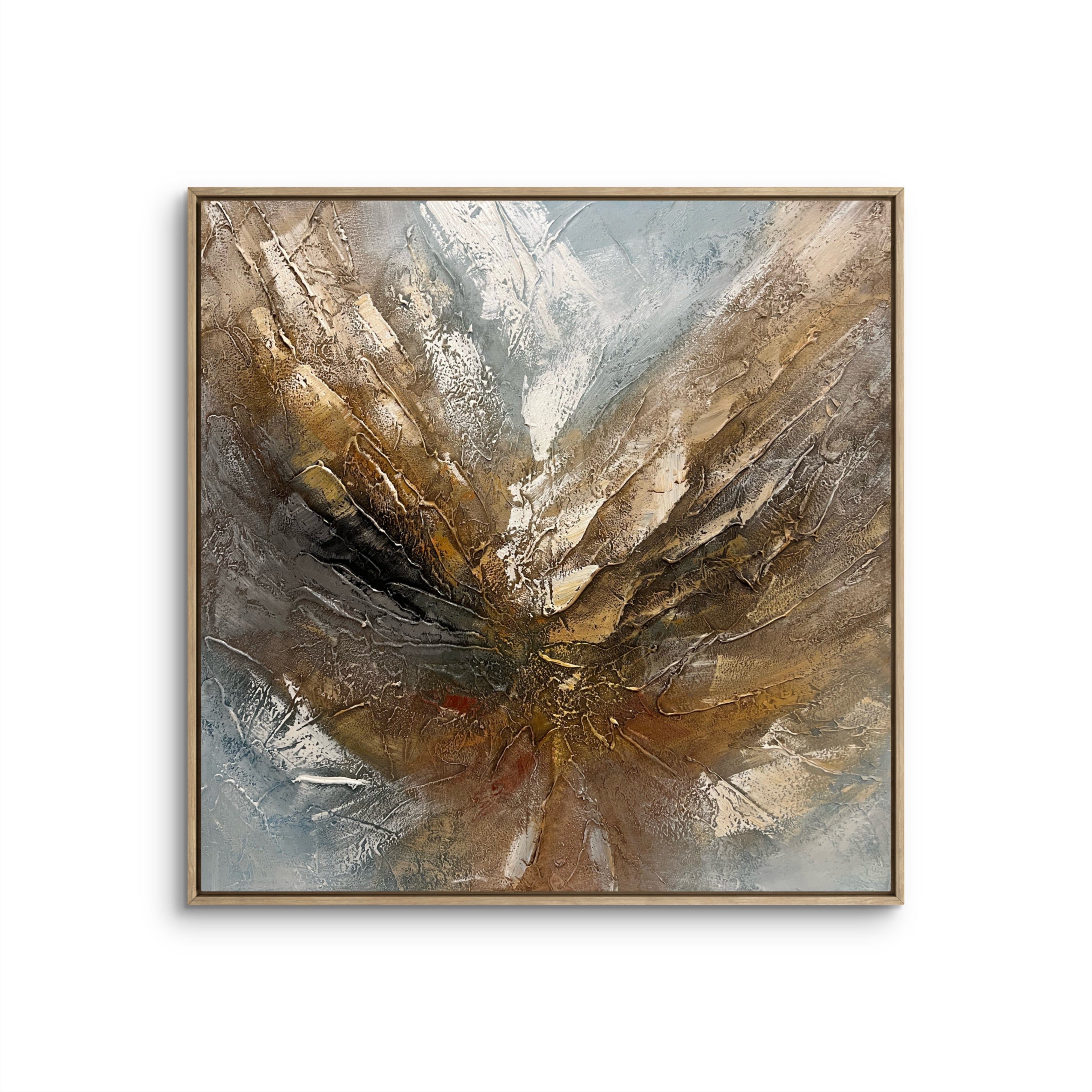 Radiant Core Texture / Textured Abstract Canvas Wall Art in Gold, Brown & Grey | Modern Home Décor