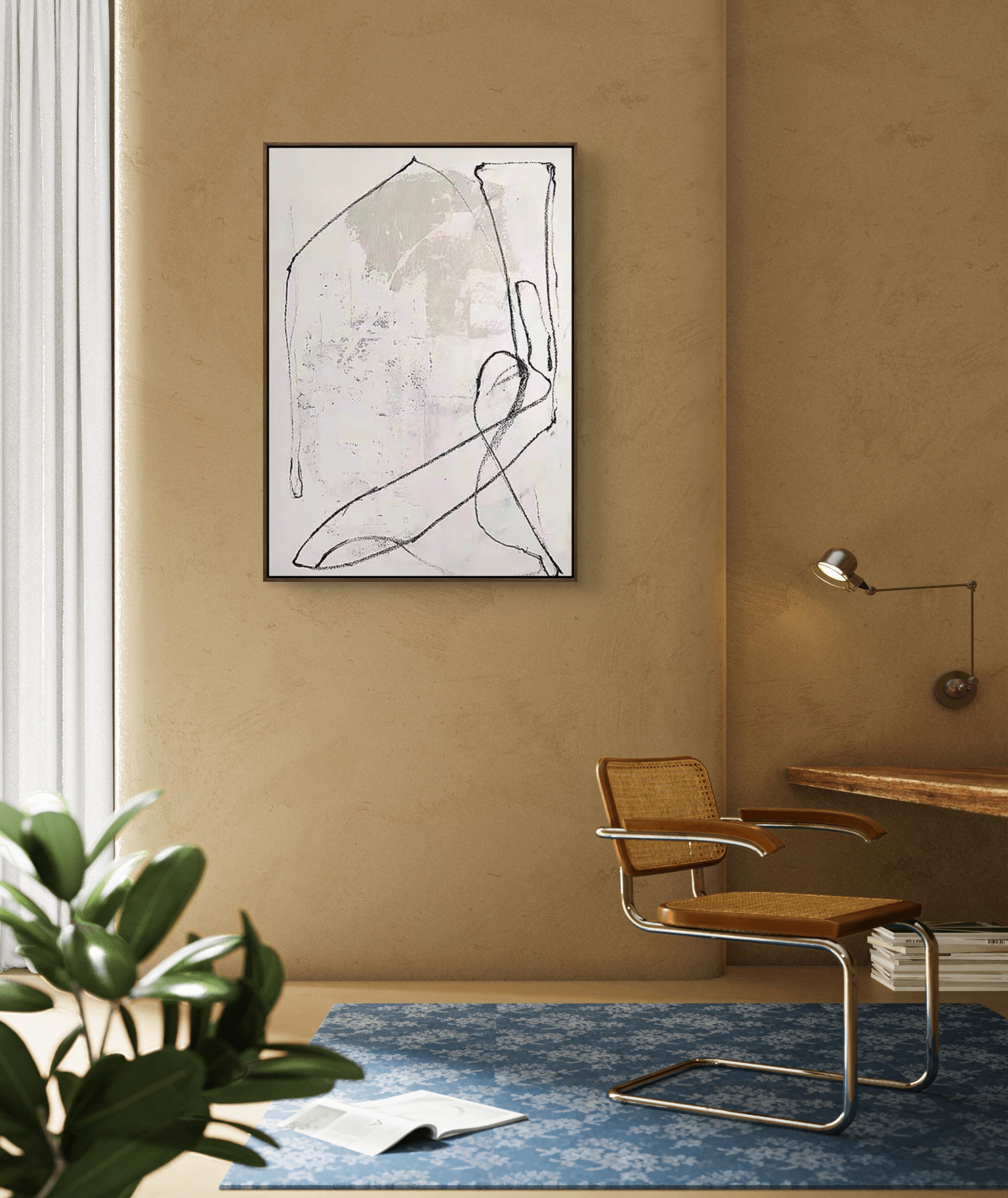 Quiet Line Texture / Minimalist Textured Line Art Canvas Wall Art in Neutral Tones | Modern Home Décor