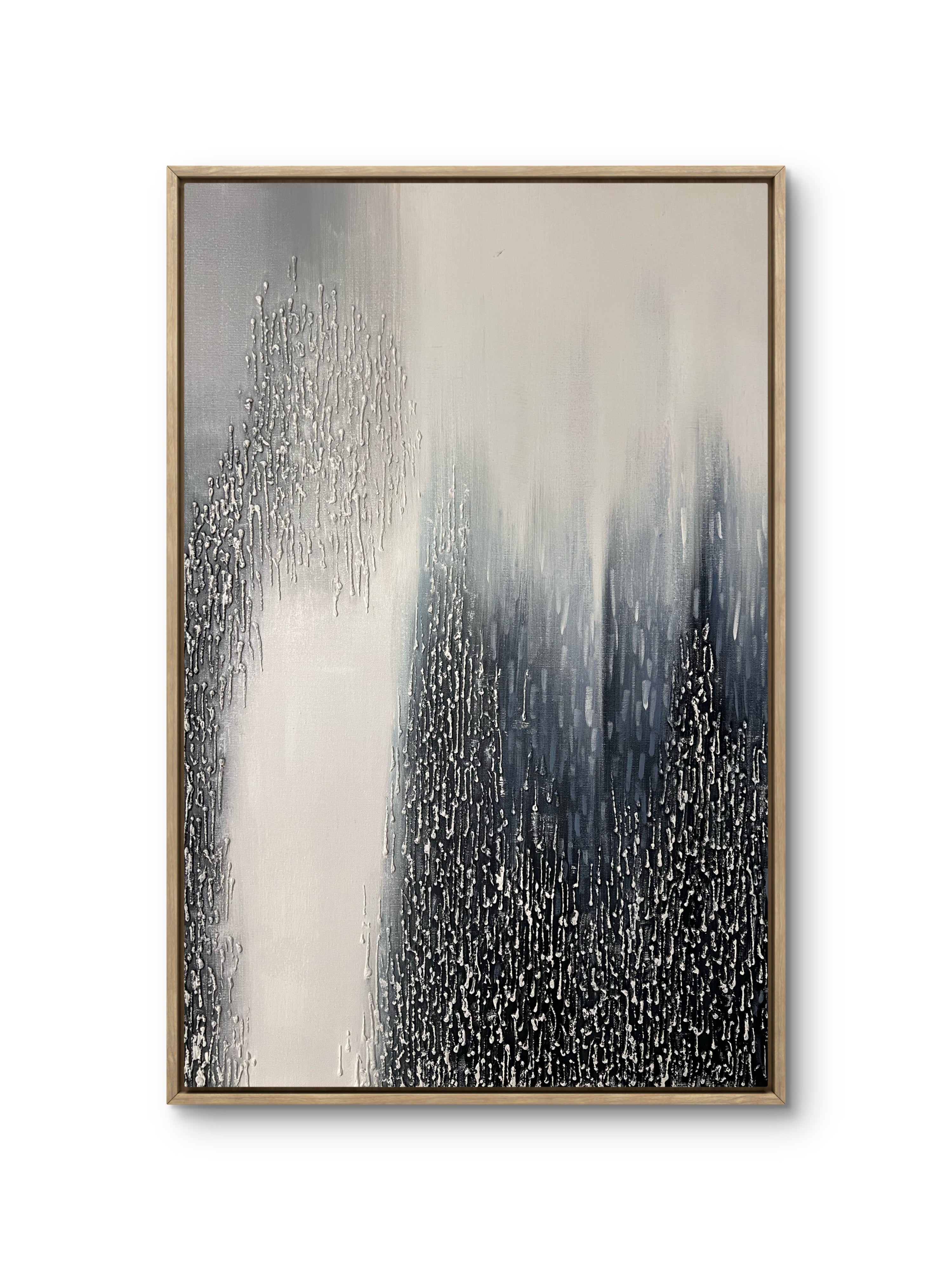 Vertical Drift Texture / Textured Abstract Canvas Wall Art in Black, White & Grey | Modern Home Décor