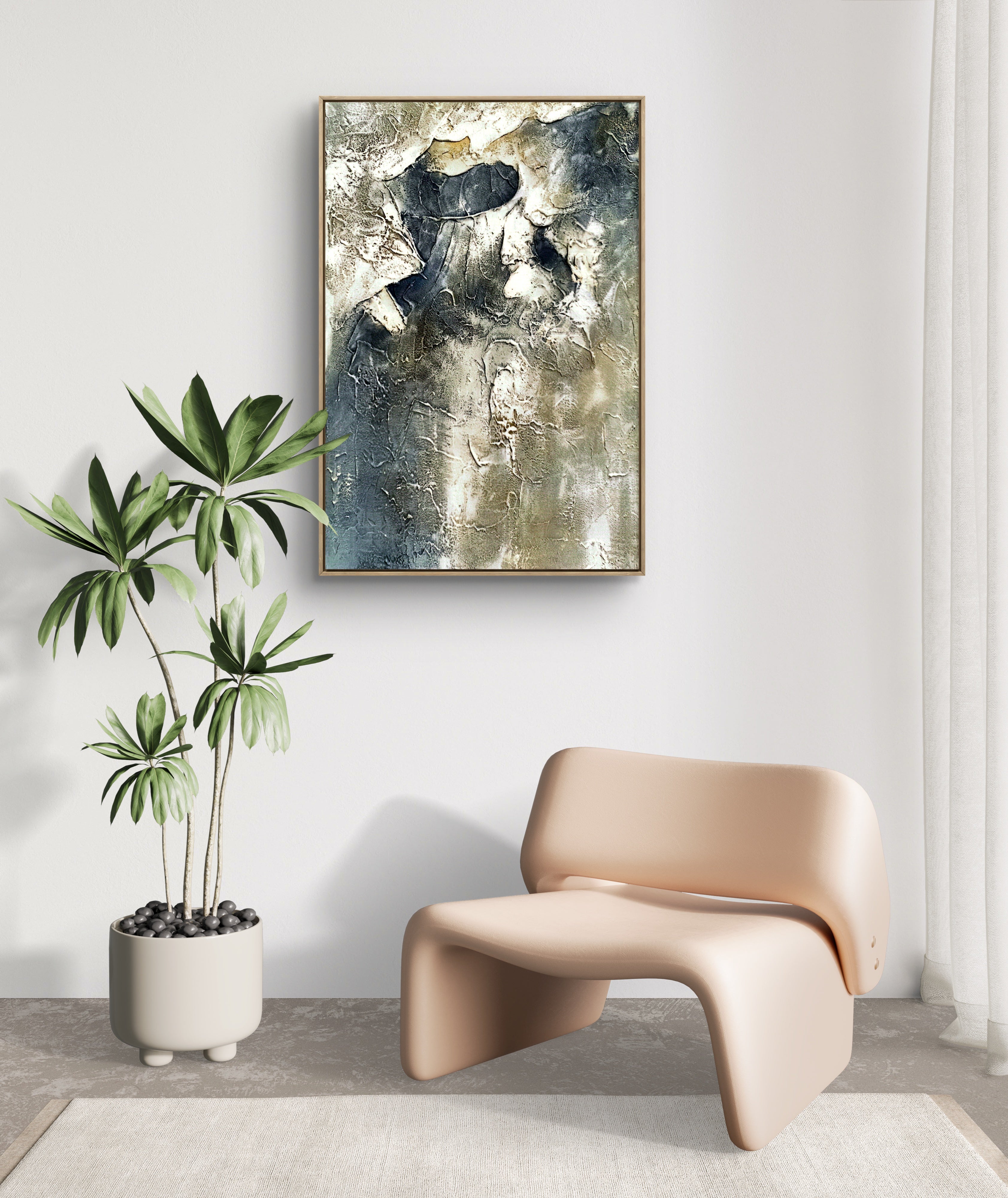 Stone Flow Texture / Textured Abstract Canvas Wall Art in Grey & Stone Tones | Modern Home Décor