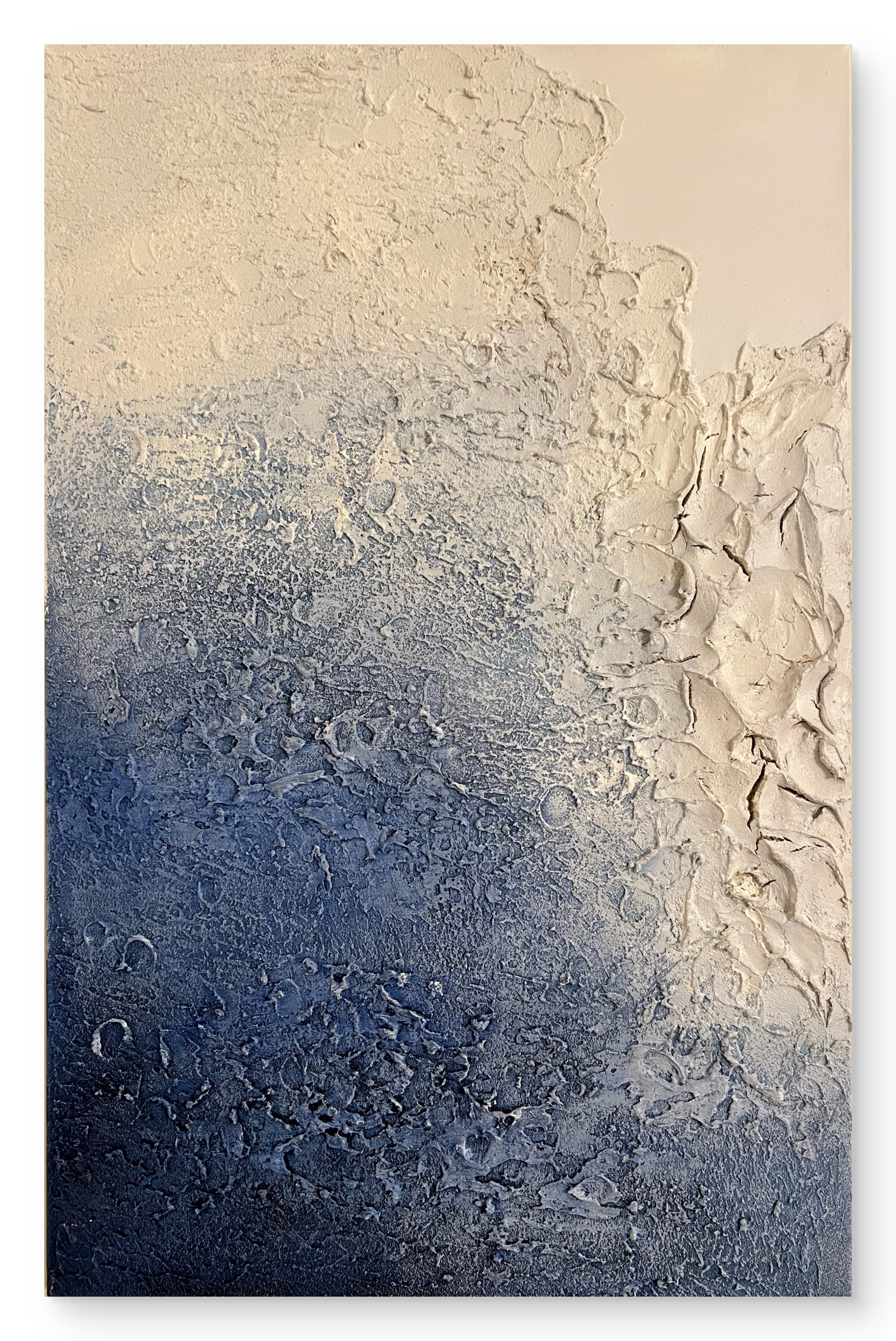 At the Edge of Light / Textured Abstract Canvas Wall Art in Soft Blue & Neutral Tones | Modern Home Décor