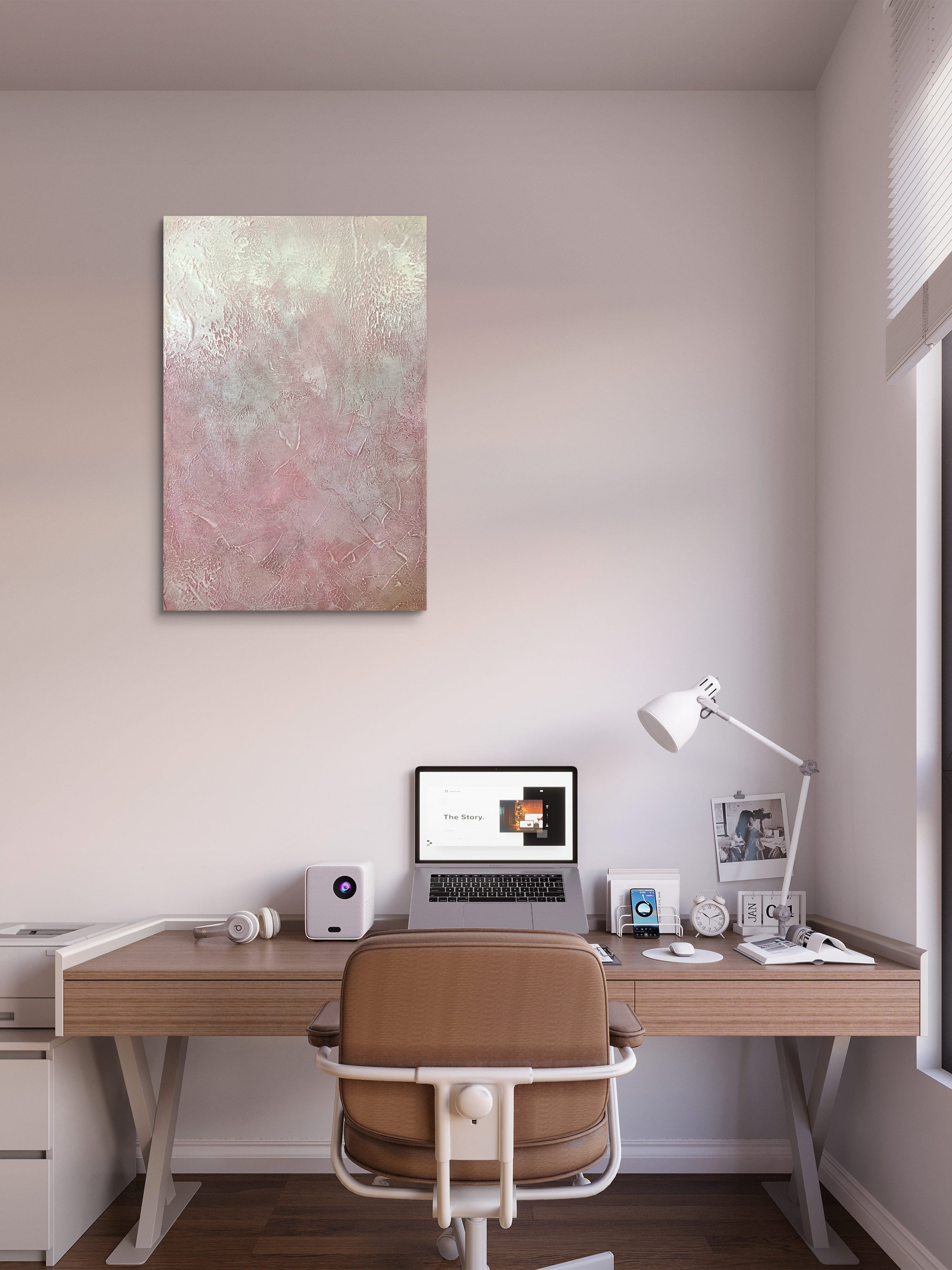 Blush Veil Texture / Textured Abstract Canvas Wall Art in Soft Blush & Neutral Tones | Modern Home Décor