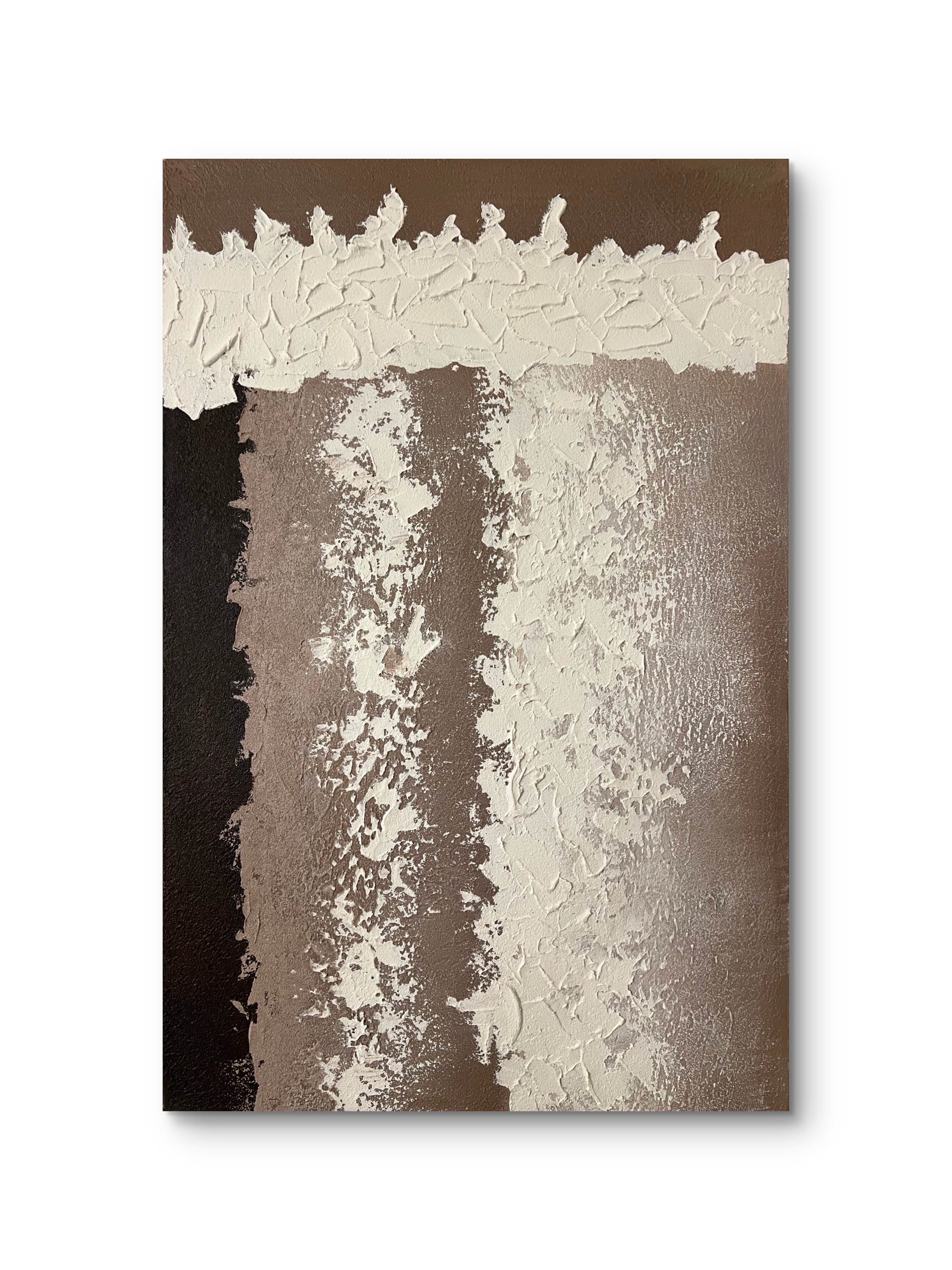 Earth Column Texture / Textured Abstract Canvas Wall Art in Neutral Beige & Brown | Modern Home Décor