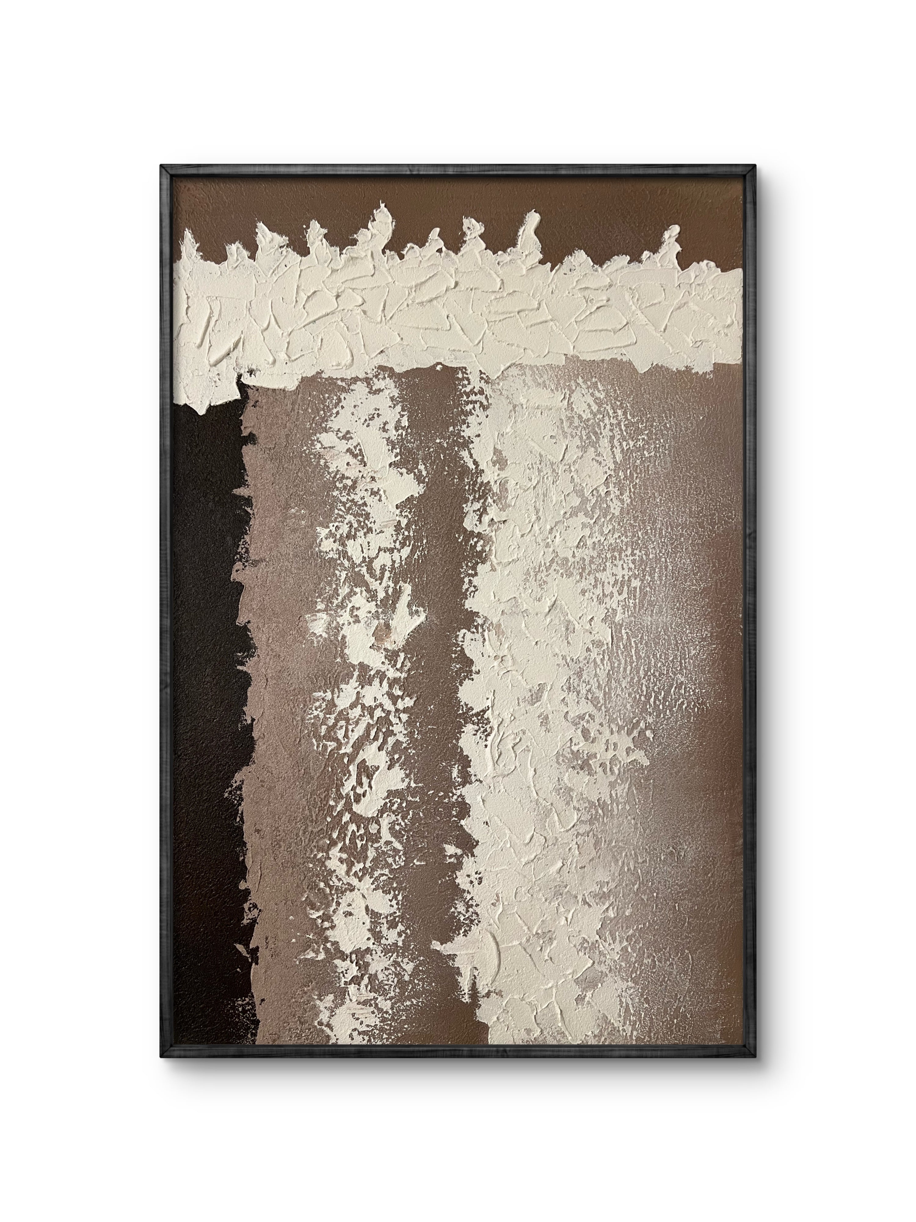 Earth Column Texture / Textured Abstract Canvas Wall Art in Neutral Beige & Brown | Modern Home Décor
