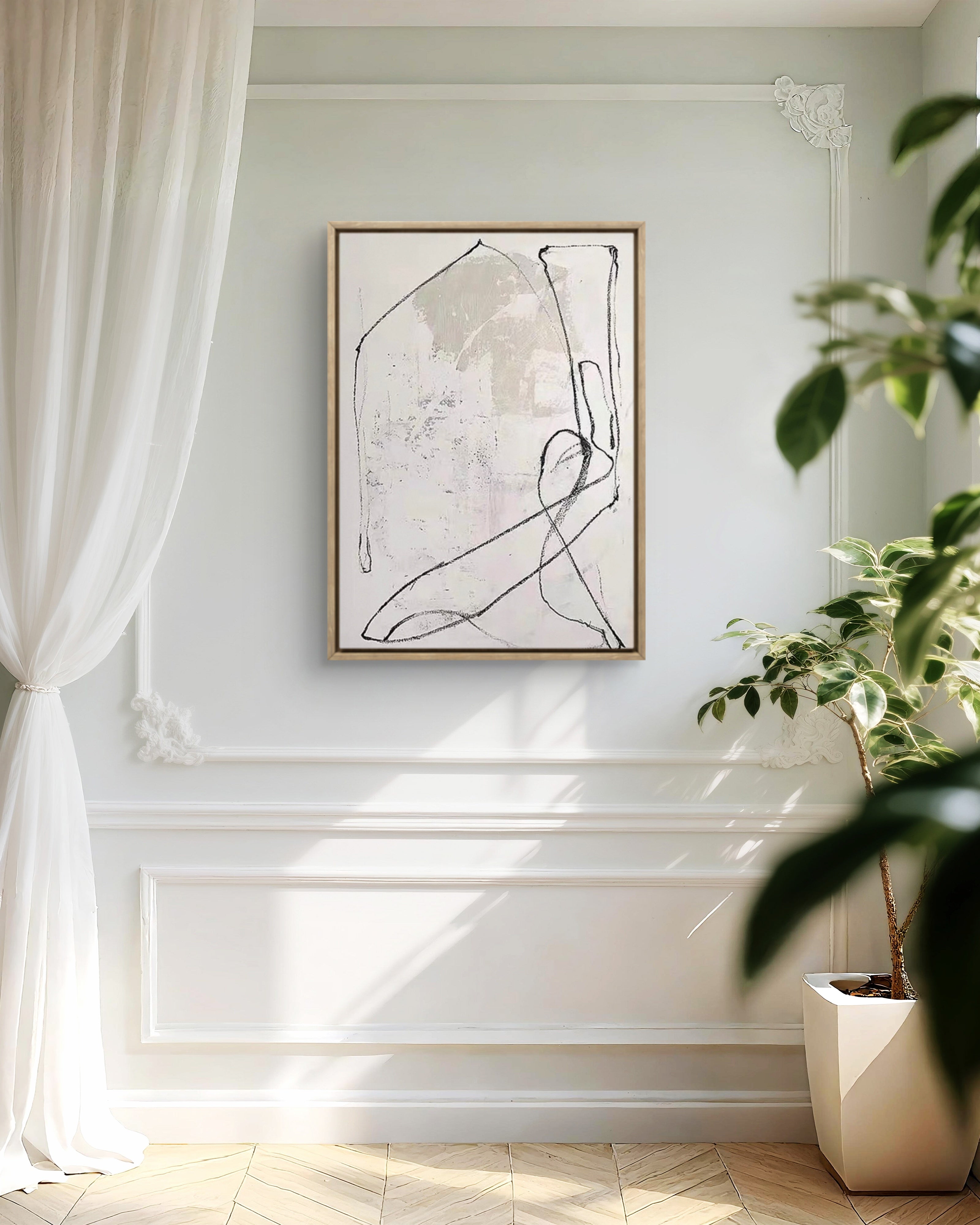 Quiet Line Texture / Minimalist Textured Line Art Canvas Wall Art in Neutral Tones | Modern Home Décor