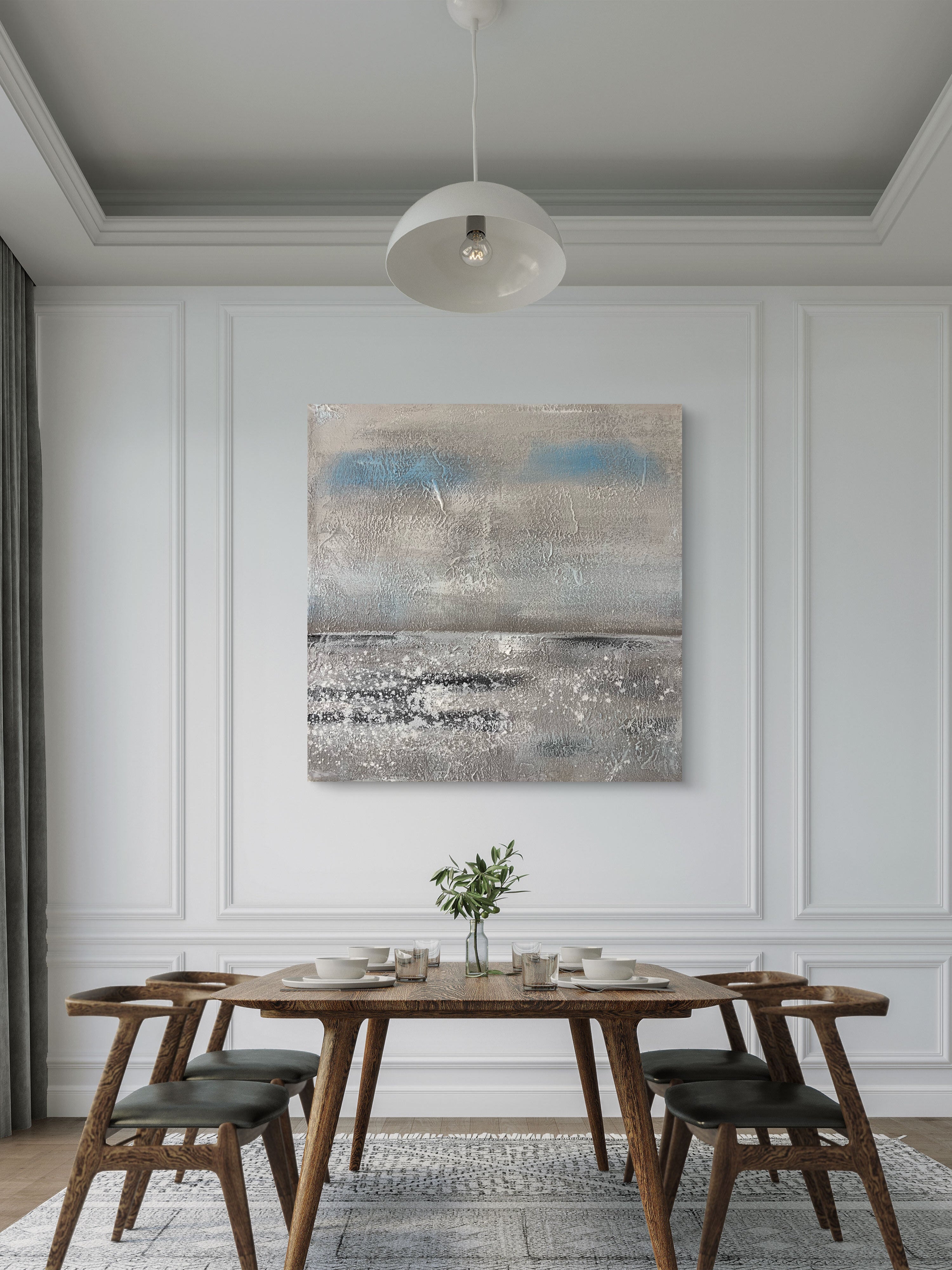 Quiet Shore Texture / Textured Abstract Canvas Wall Art in Soft Grey & Blue | Modern Home Décor