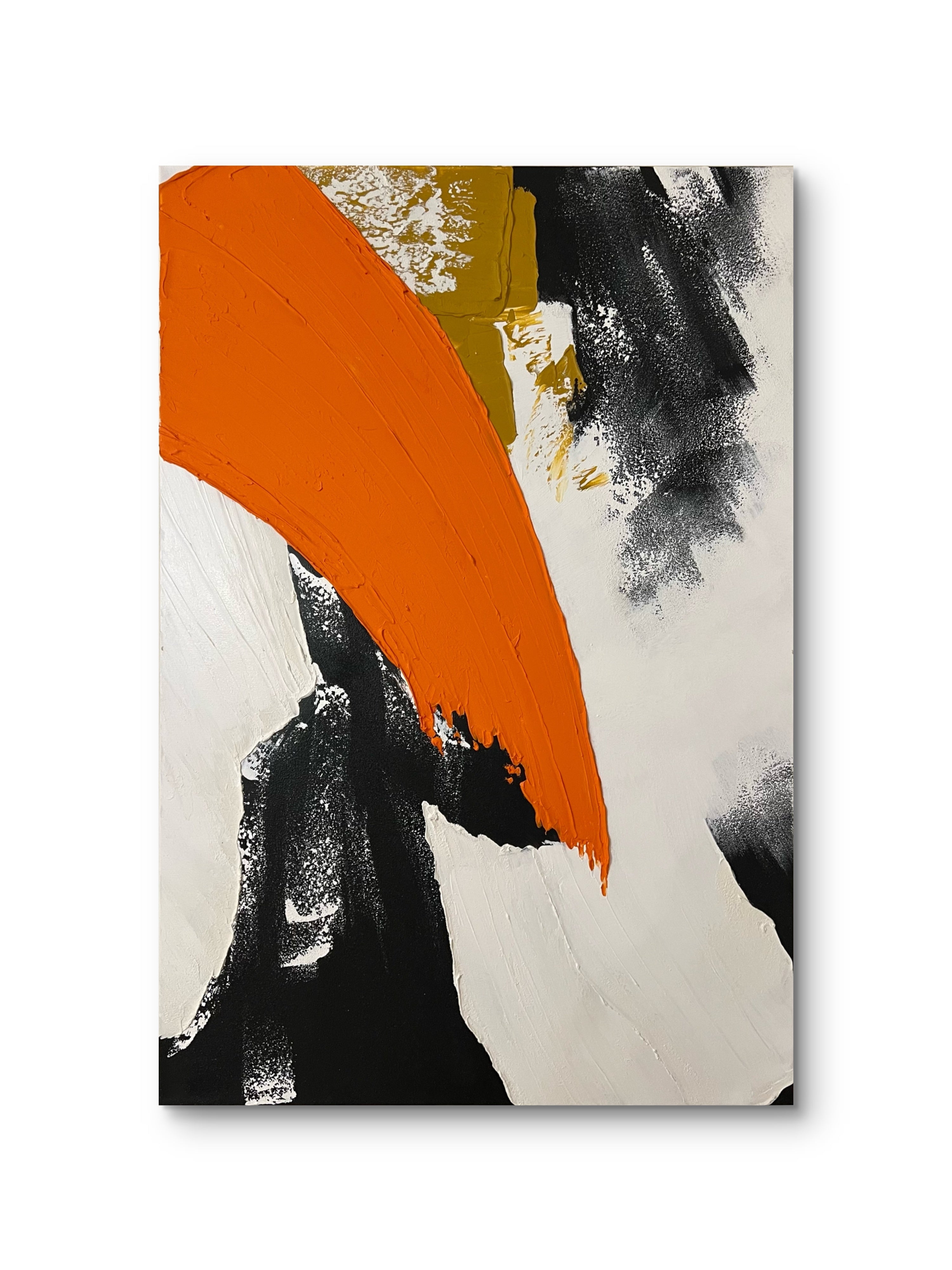 Amber Arc Texture / Textured Abstract Canvas Wall Art in Orange, Black & White | Modern Home Décor