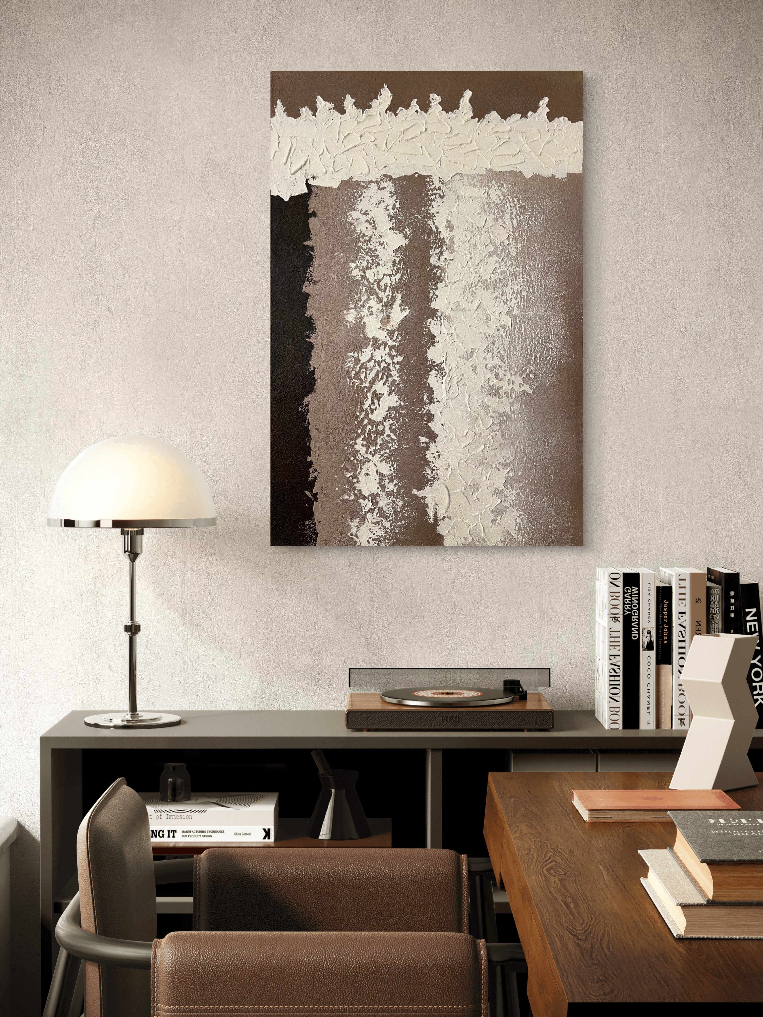 Earth Column Texture / Textured Abstract Canvas Wall Art in Neutral Beige & Brown | Modern Home Décor