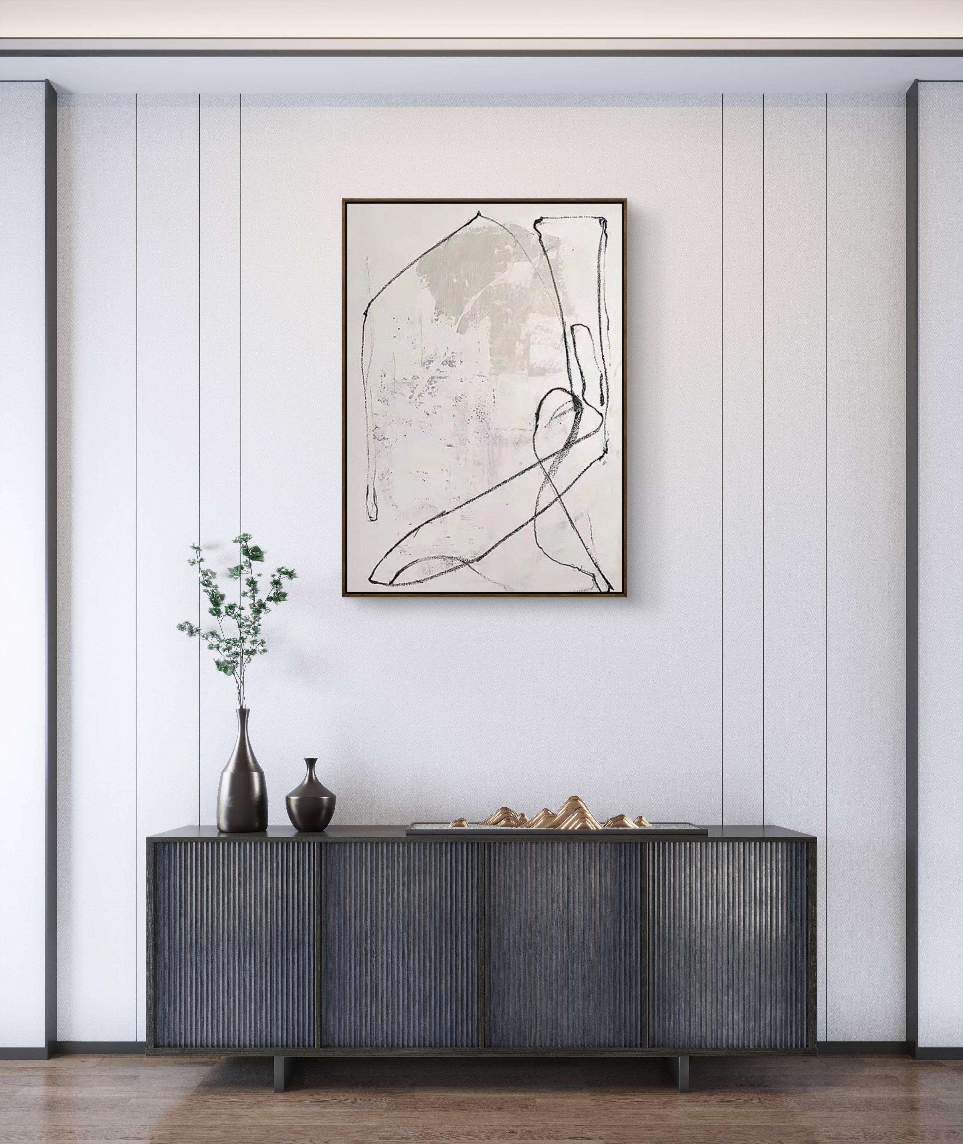 Quiet Line Texture / Minimalist Textured Line Art Canvas Wall Art in Neutral Tones | Modern Home Décor